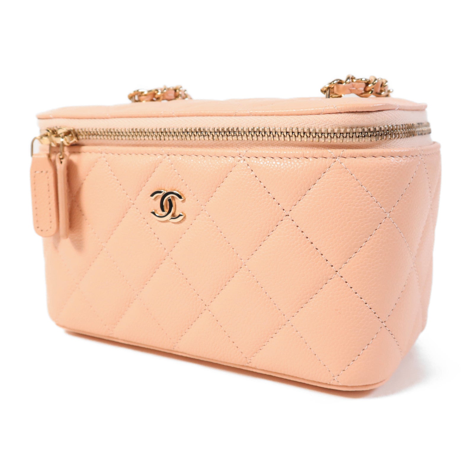 CHANEL 牛皮皮革Vanity Case金扣鏈帶肩背袋