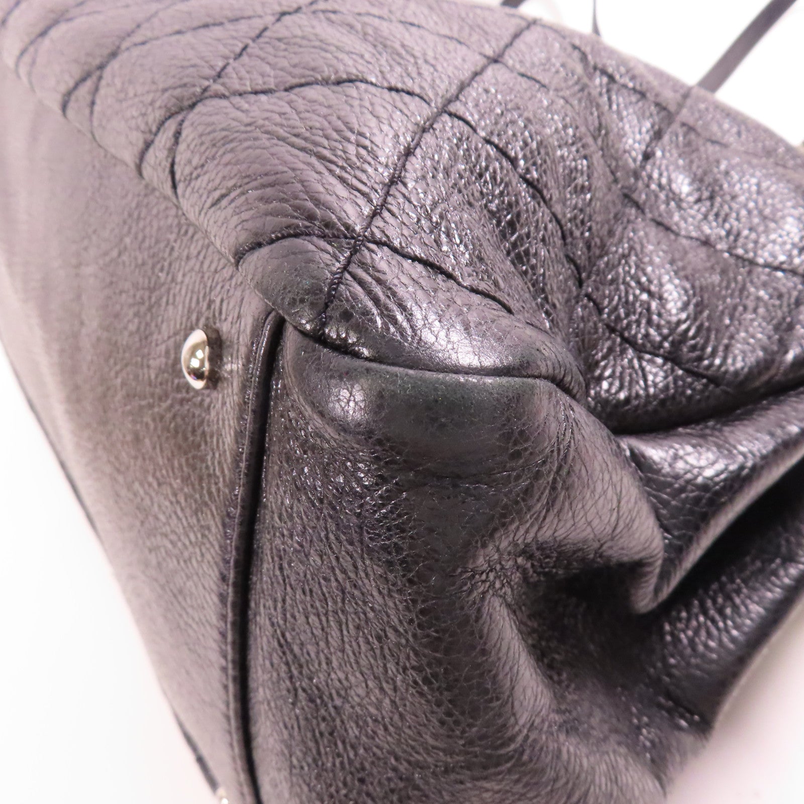 CHANEL 牛皮皮革Tote Bag銀扣手挽袋