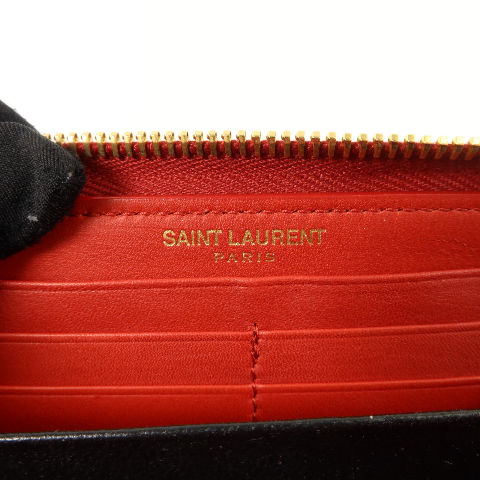 SAINT LAURENT 牛皮皮革Long Round Wallet長錢包