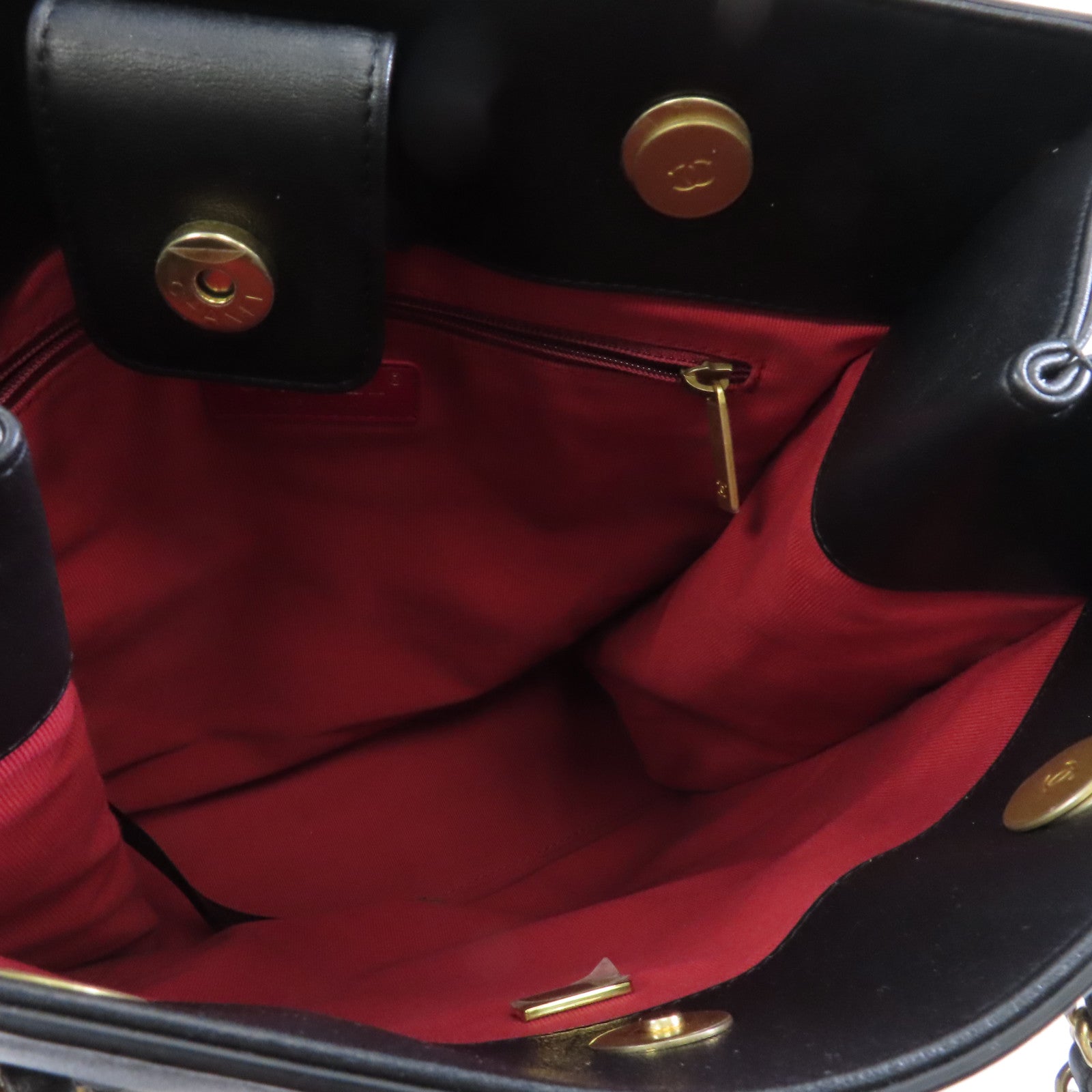 CHANEL 菱格羊皮皮革Shoulder Tote金扣肩背袋黑色