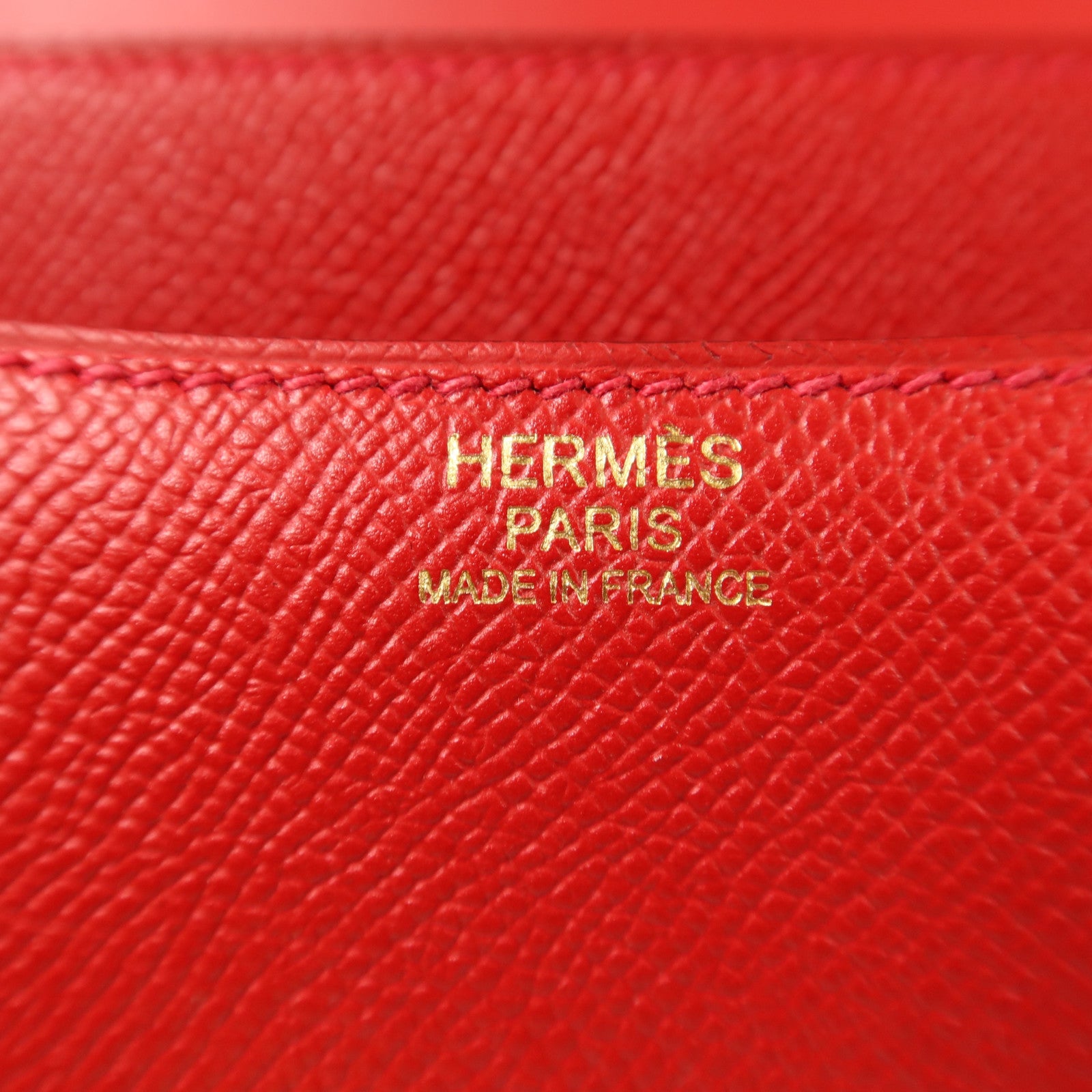HERMES Epsom皮革Constance 24金扣肩背袋Rouge Casaque