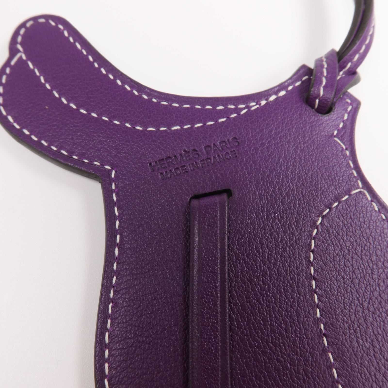 HERMES Swift皮革Paddock Fer a cheval Charm掛飾Purple