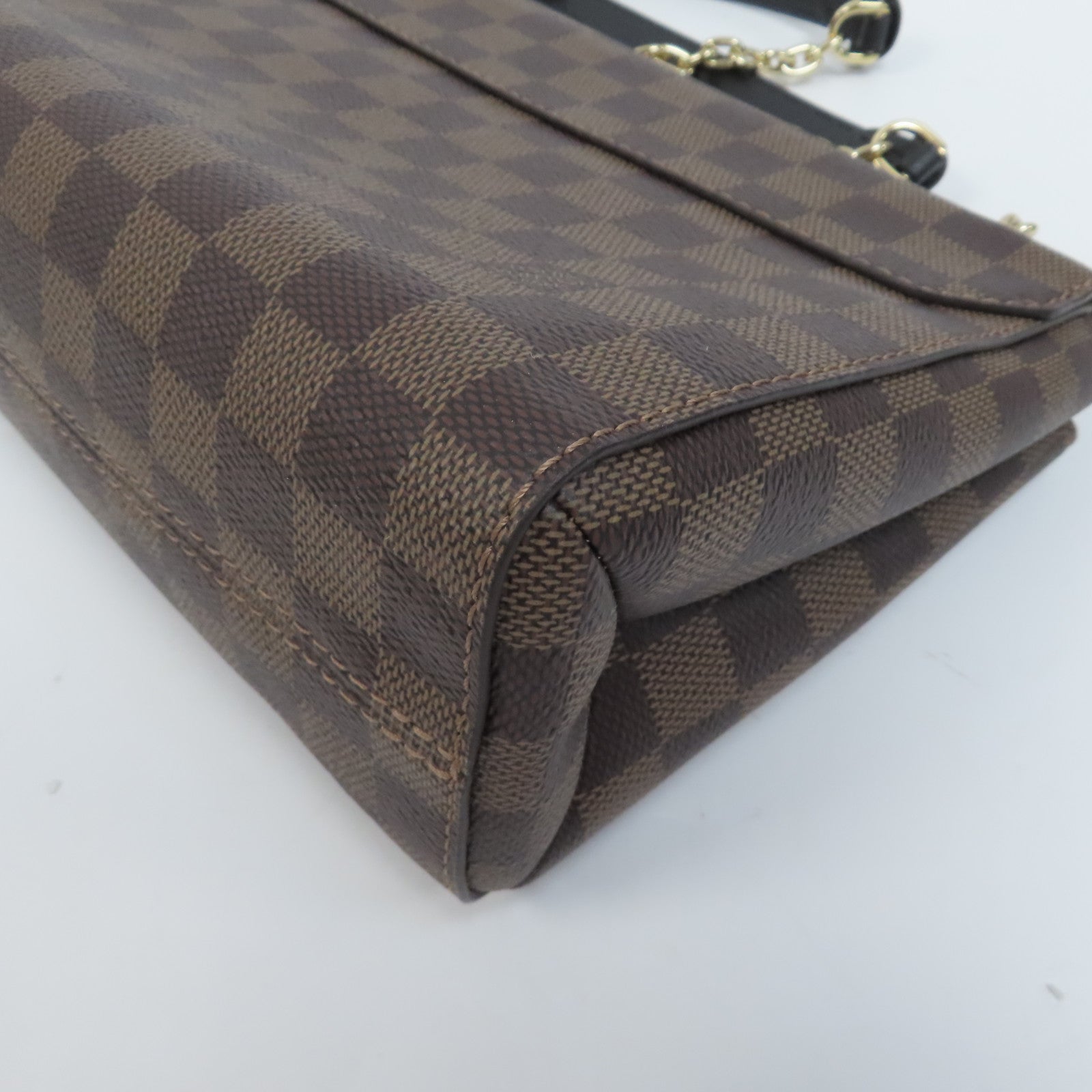 LOUIS VUITTON Damier Vavin PM金扣鏈帶肩背袋啡色/黑色