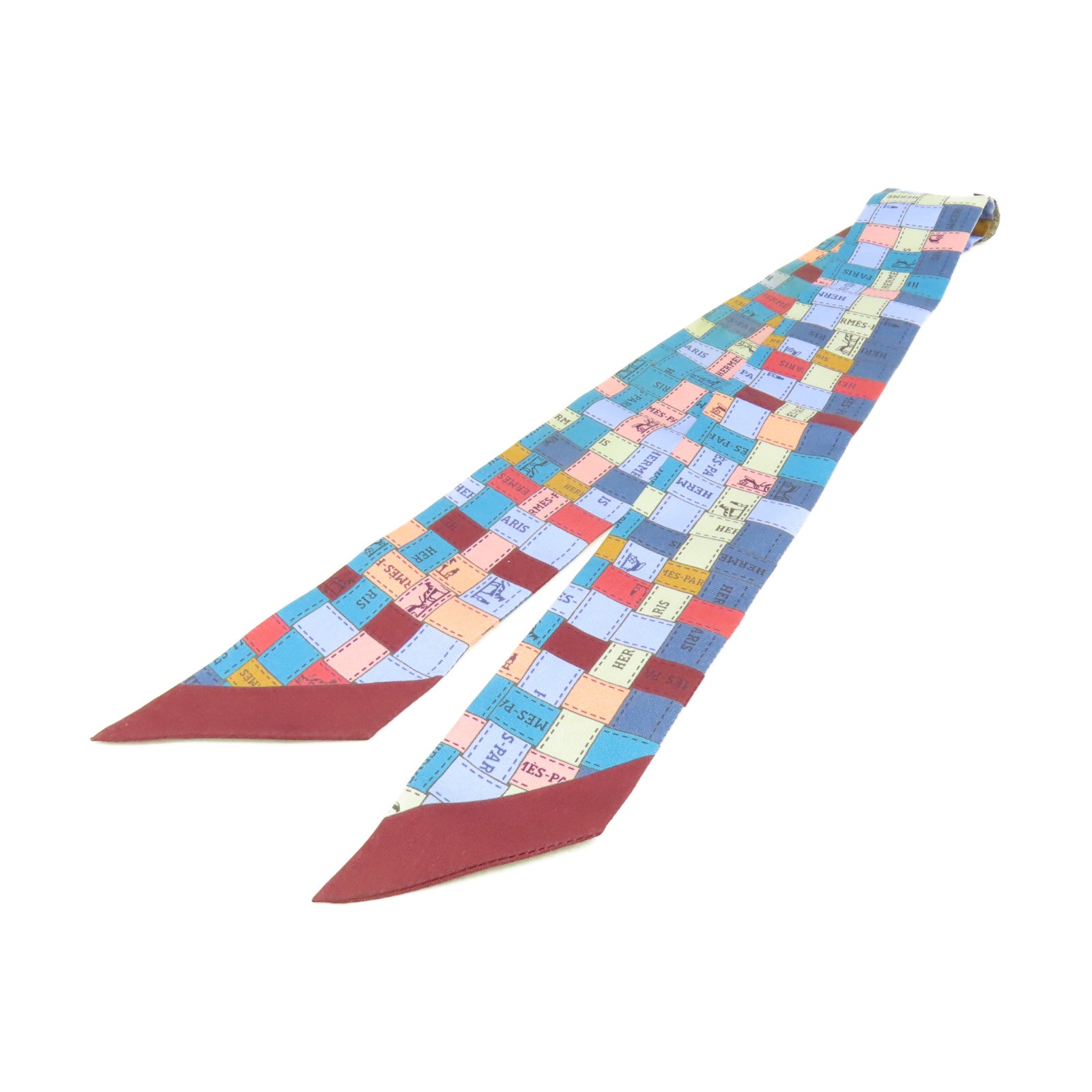 HERMES 【激減優惠】絲質Twilly Scarf絲巾藍色/啡色/彩色