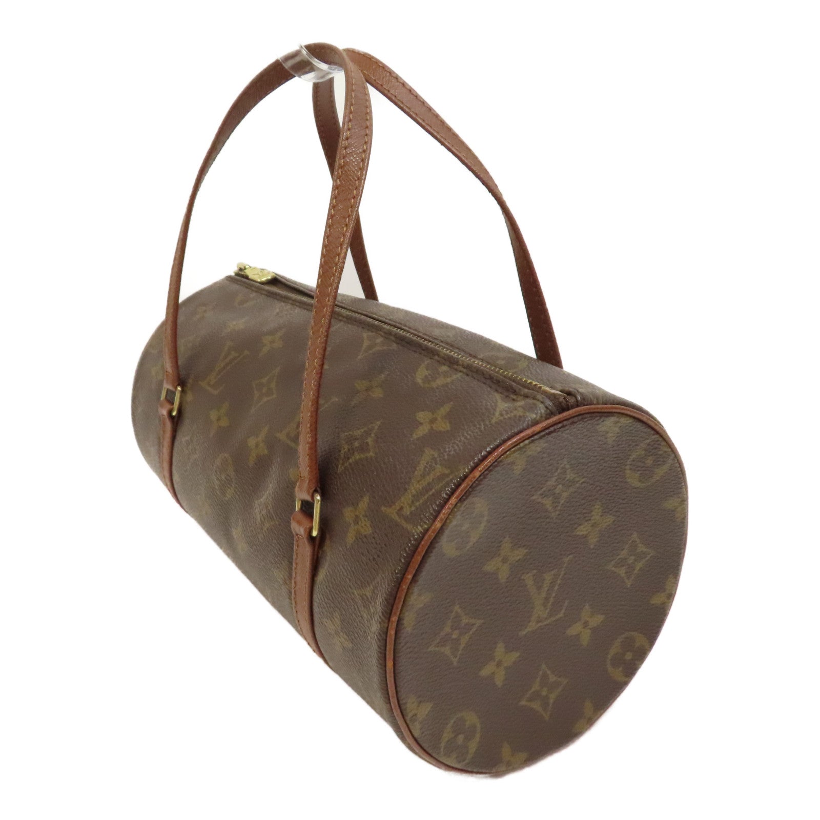 LOUIS VUITTON Monogram Papillon PM金扣肩背袋棕色