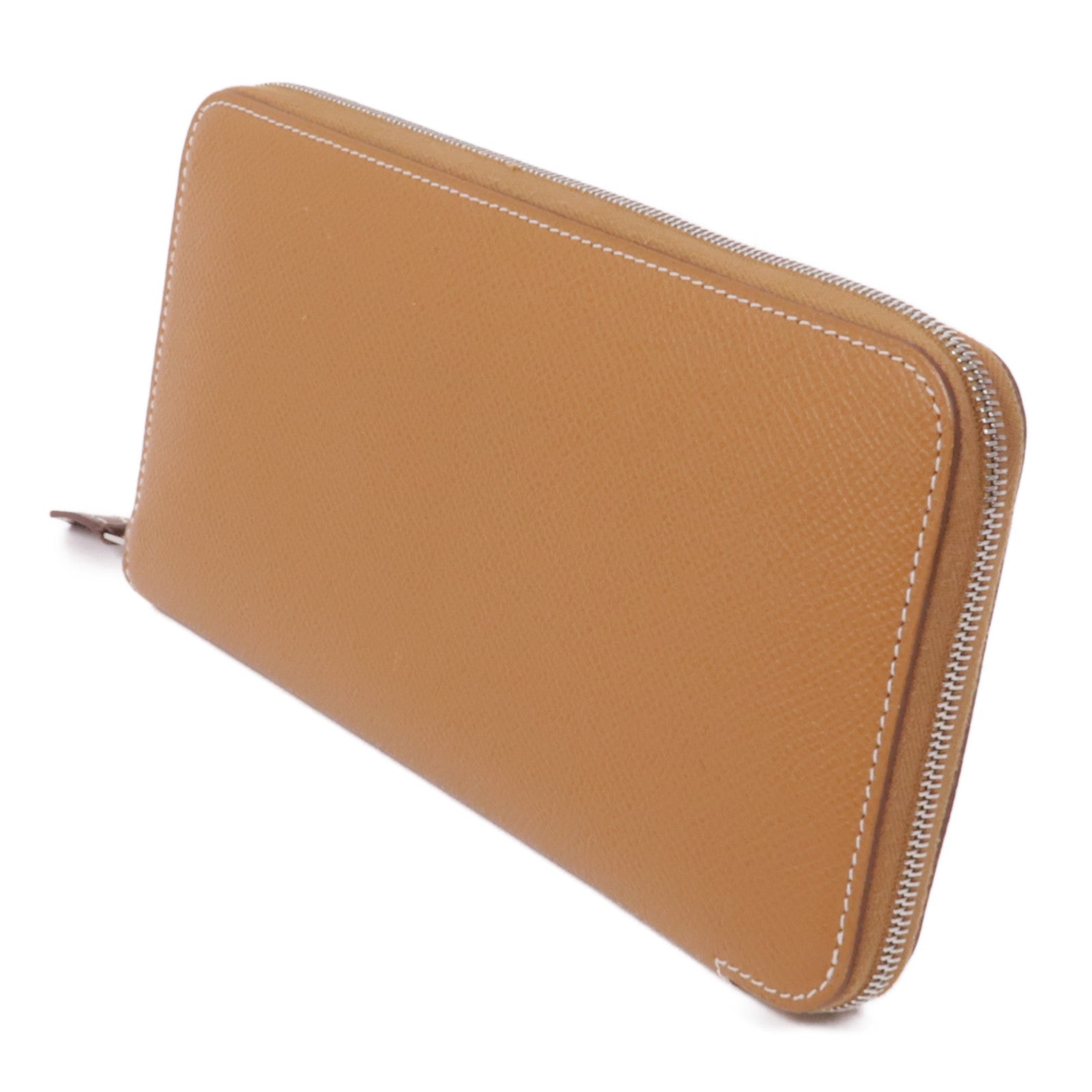 HERMES Epsom皮革Silk In Long Wallet銀扣長錢包37 Gold