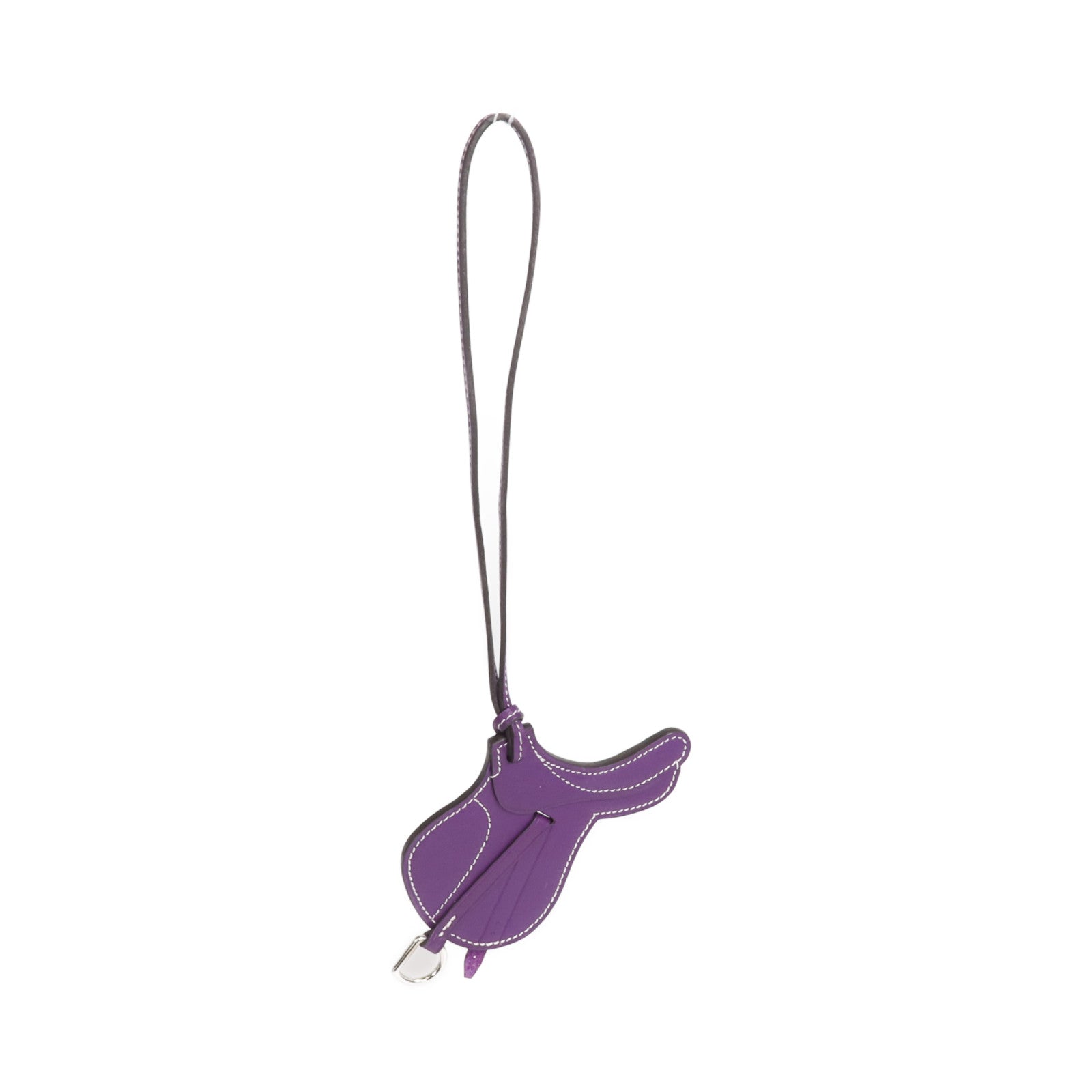 HERMES Swift皮革Paddock Fer a cheval Charm掛飾Purple
