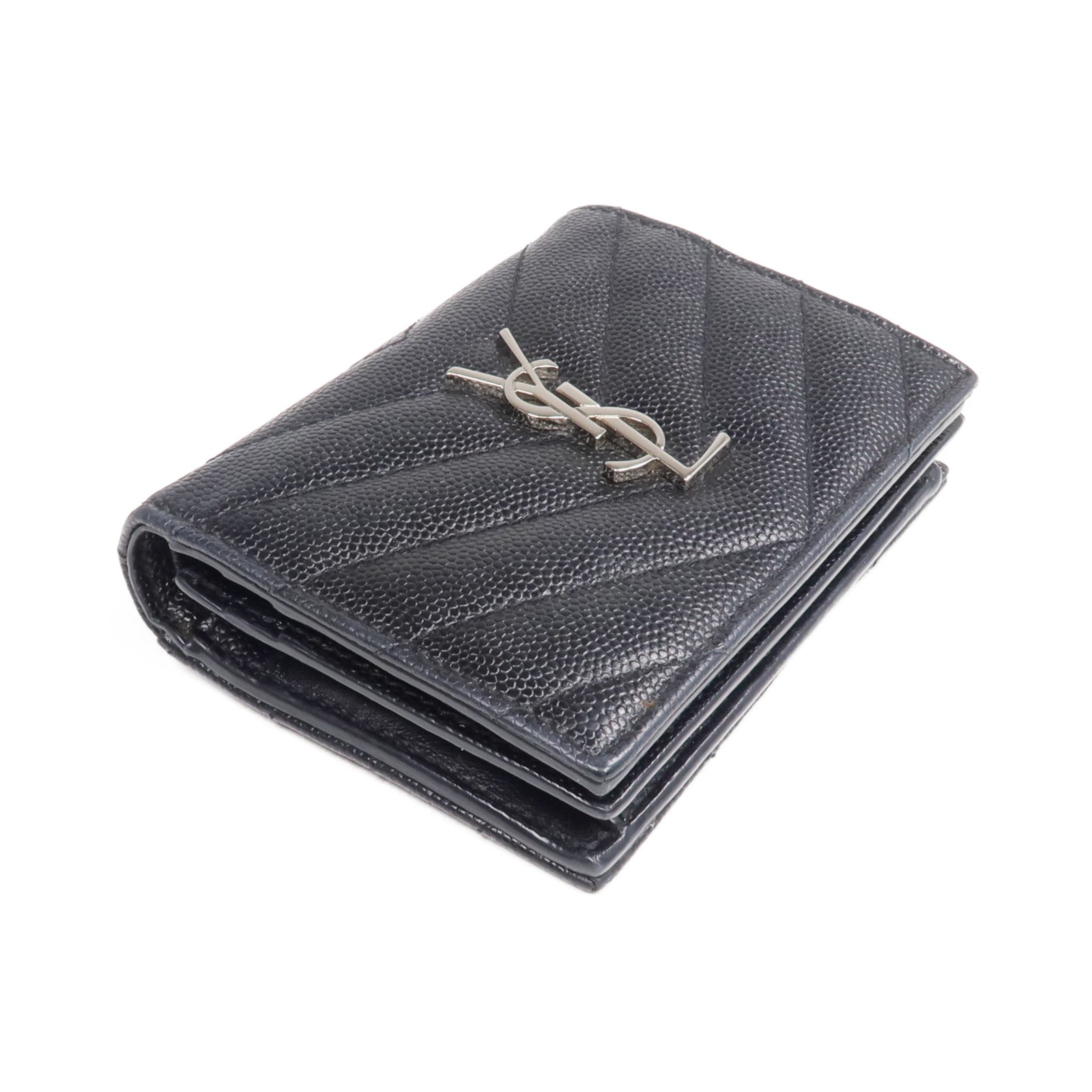 SAINT LAURENT 牛皮皮革Wallet銀扣錢包