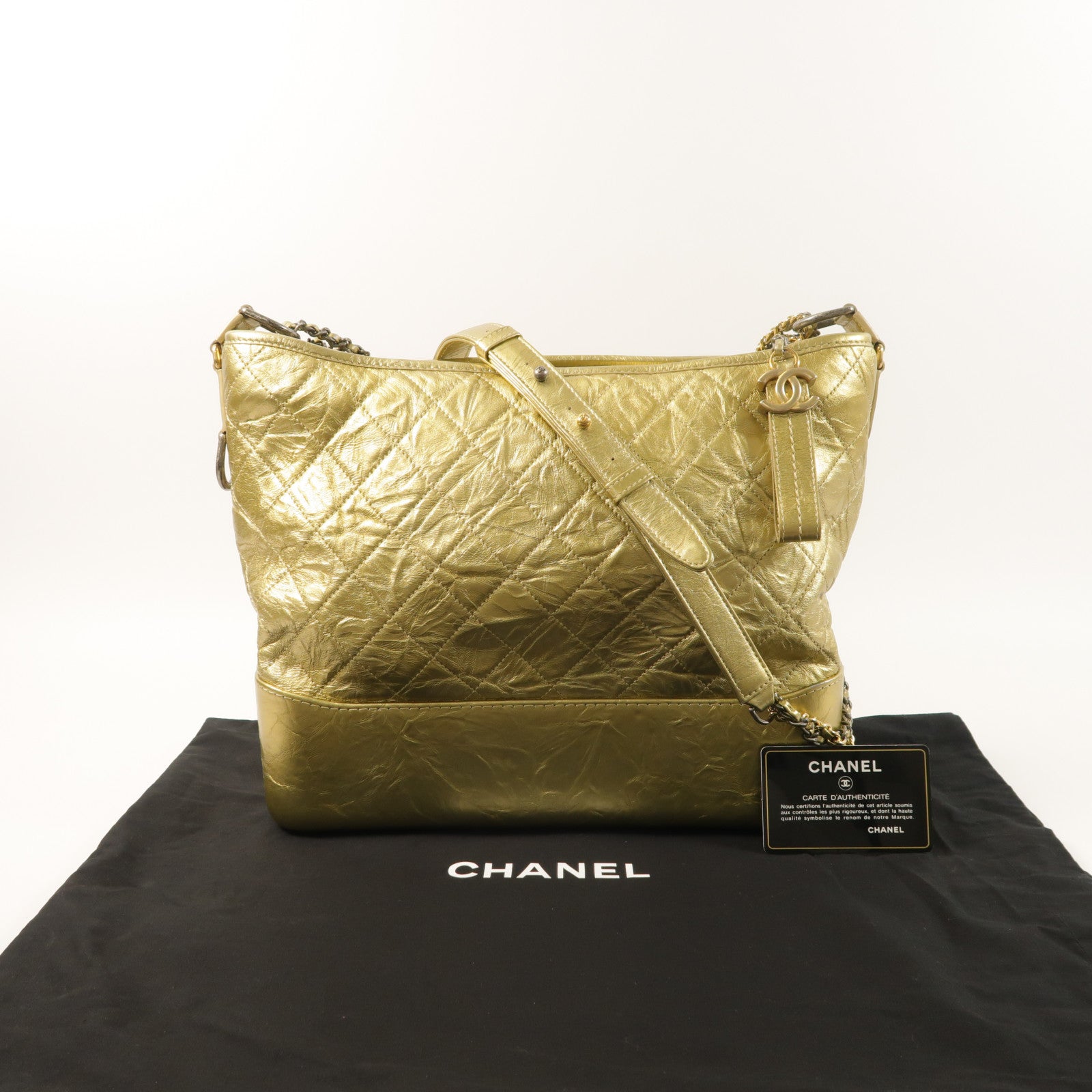 CHANEL 牛皮皮革Gabrielle Large鏈帶肩背袋
