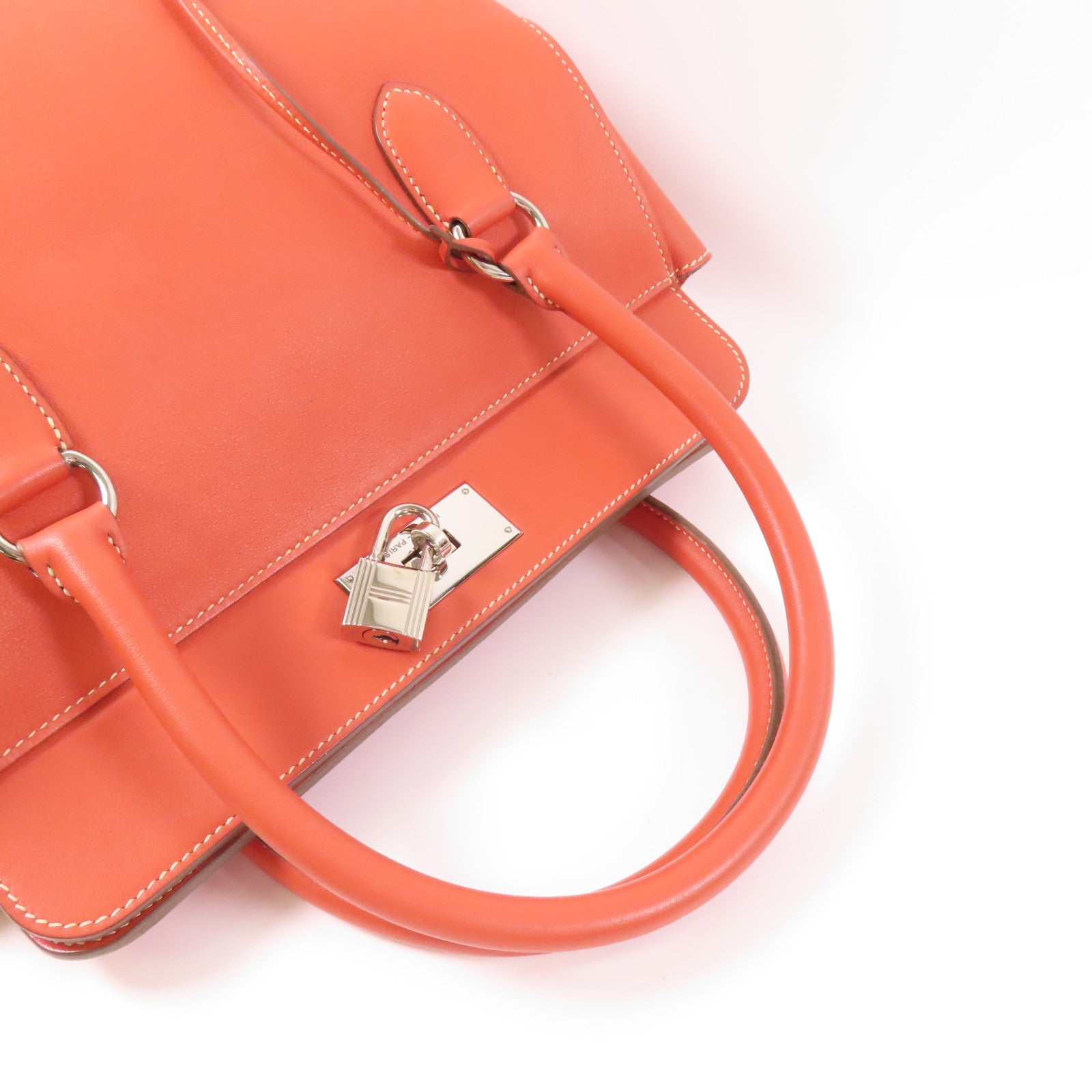 HERMES Evercolor皮革Toolbox 26銀扣手挽肩背兩用袋Sanguine