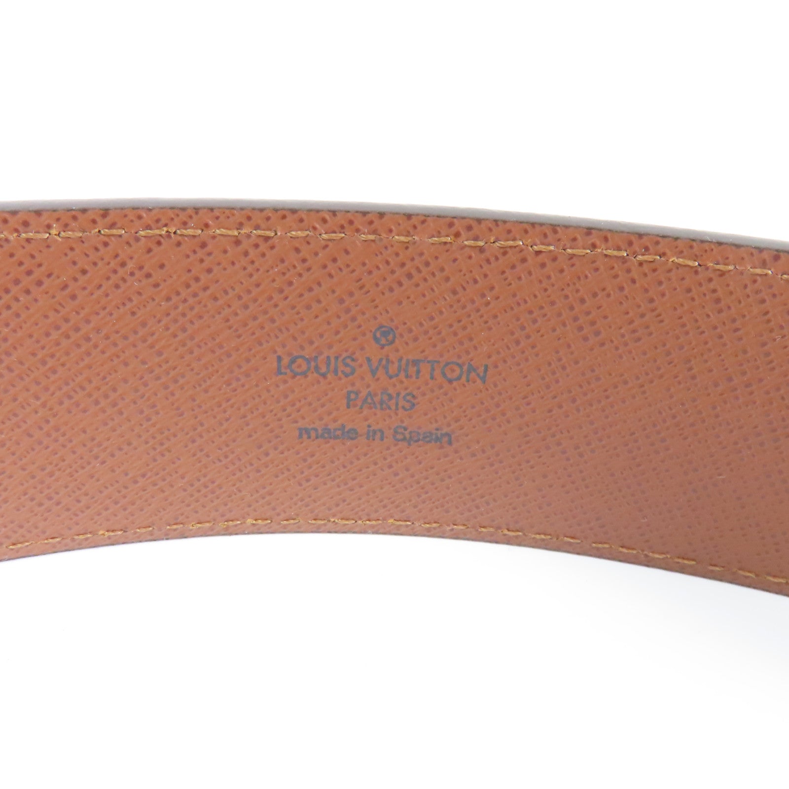 LOUIS VUITTON Monogram Belt金扣皮帶啡色