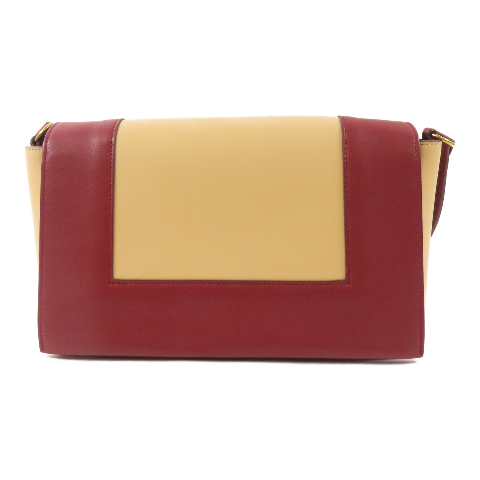 CELINE 【激減優惠】羊皮皮革Shoulder Bag金扣肩背袋杏色/紅色
