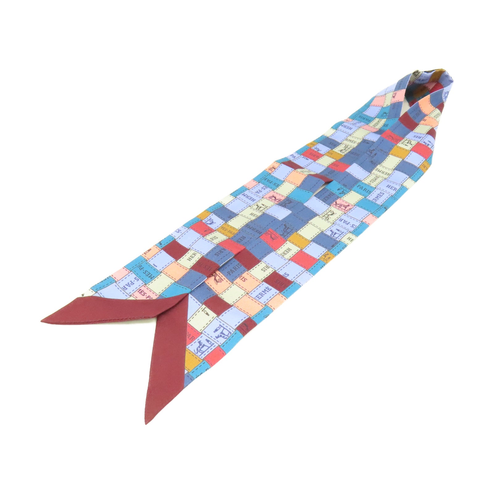 HERMES 【激減優惠】絲質Twilly Scarf絲巾藍色/啡色/彩色