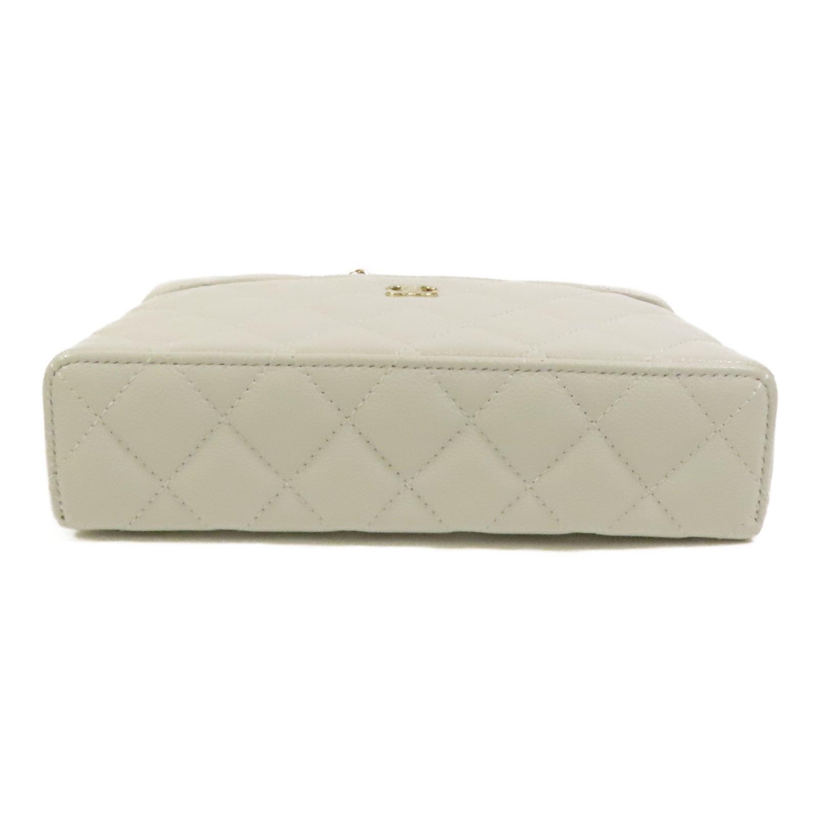 CHANEL 牛皮皮革Vanity Case金扣鏈帶手挽肩背兩用袋