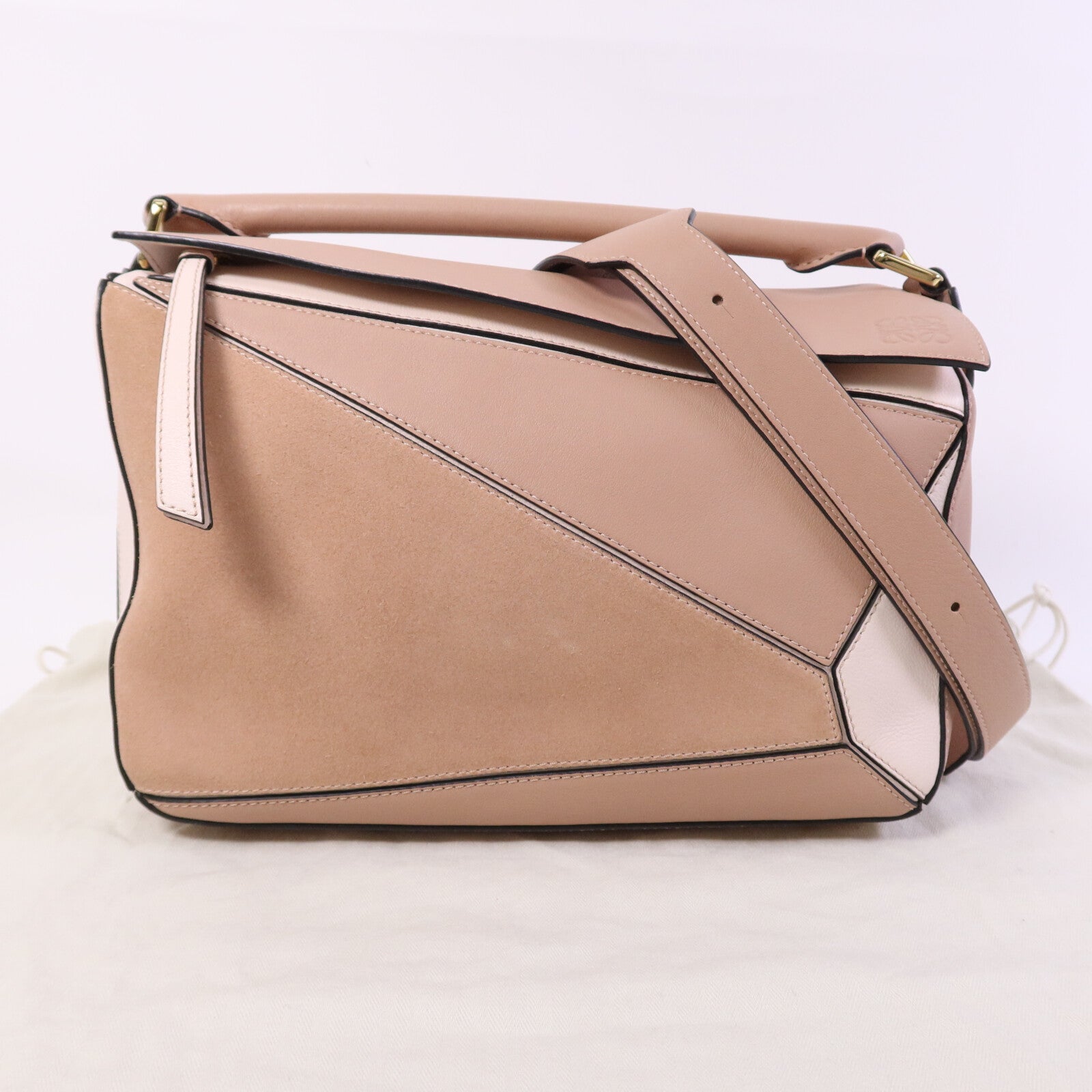 LOEWE 牛皮皮革Puzzle Medium金扣手挽肩背兩用袋