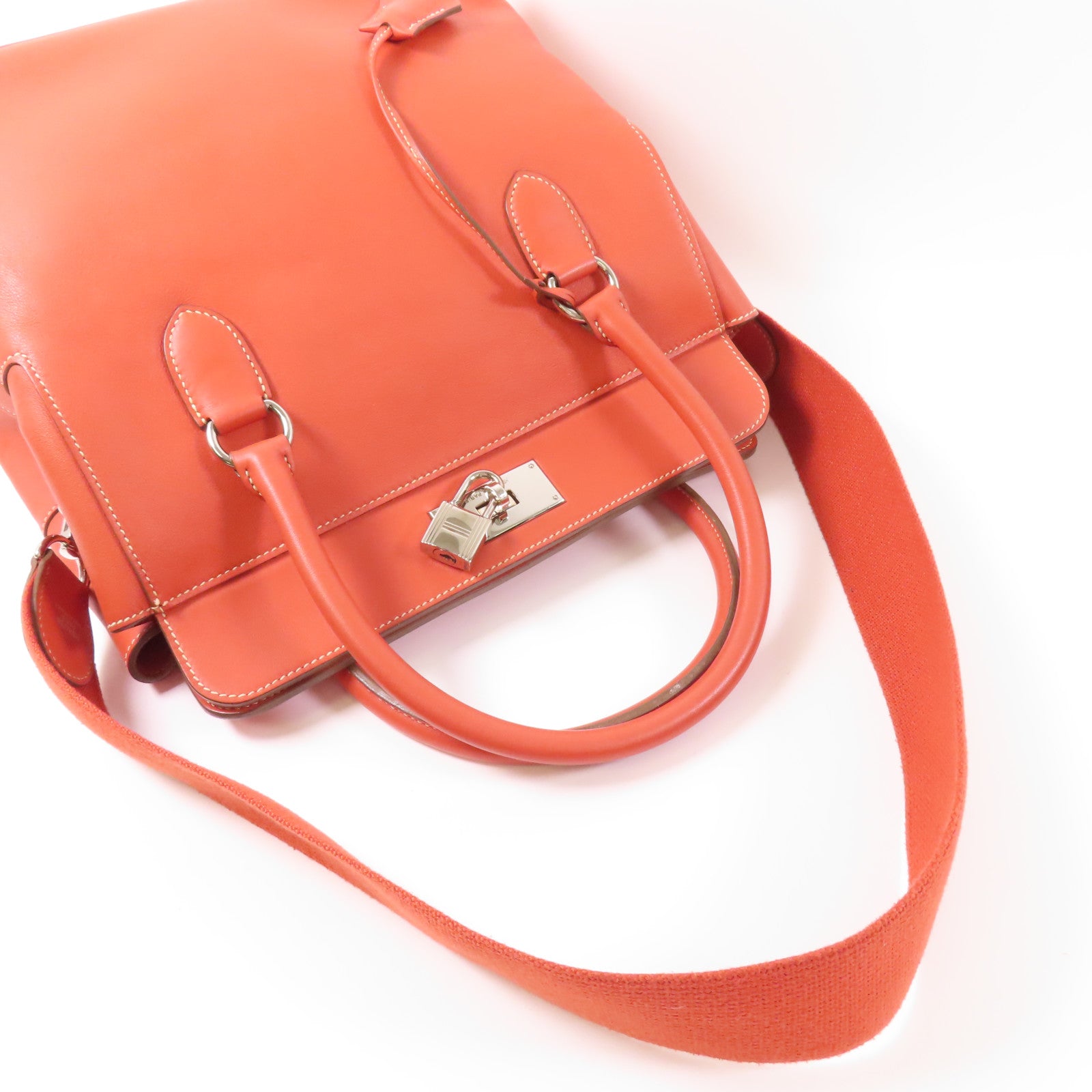 HERMES Evercolor皮革Toolbox 26銀扣手挽肩背兩用袋Sanguine