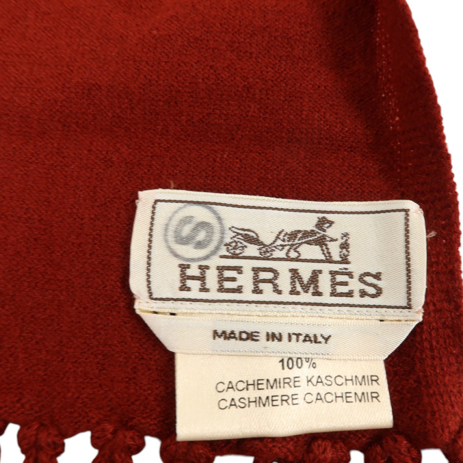 HERMES 羊絨Recto-Verso Mufflere圍巾Rouge H