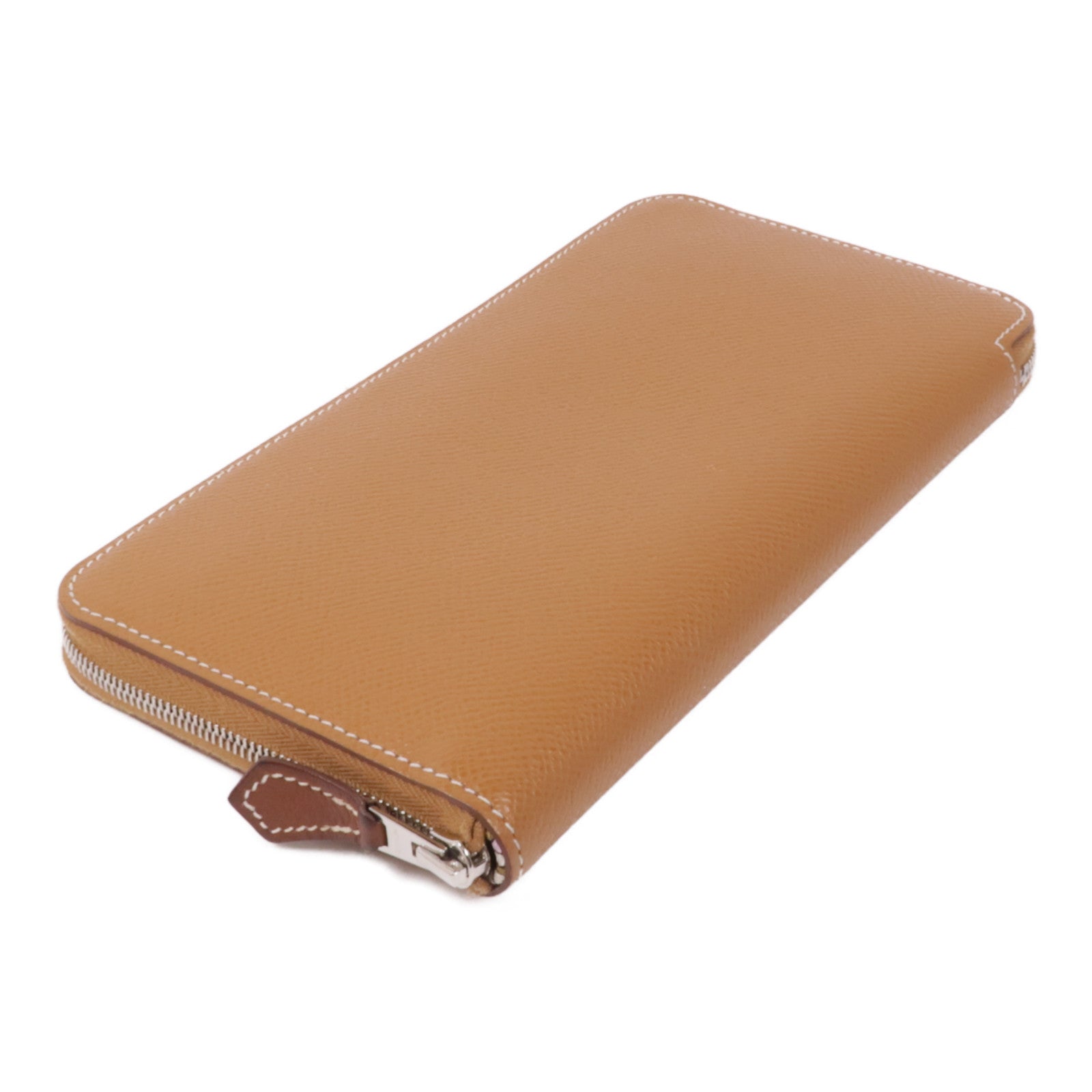 HERMES Epsom皮革Silk In Long Wallet銀扣長錢包37 Gold