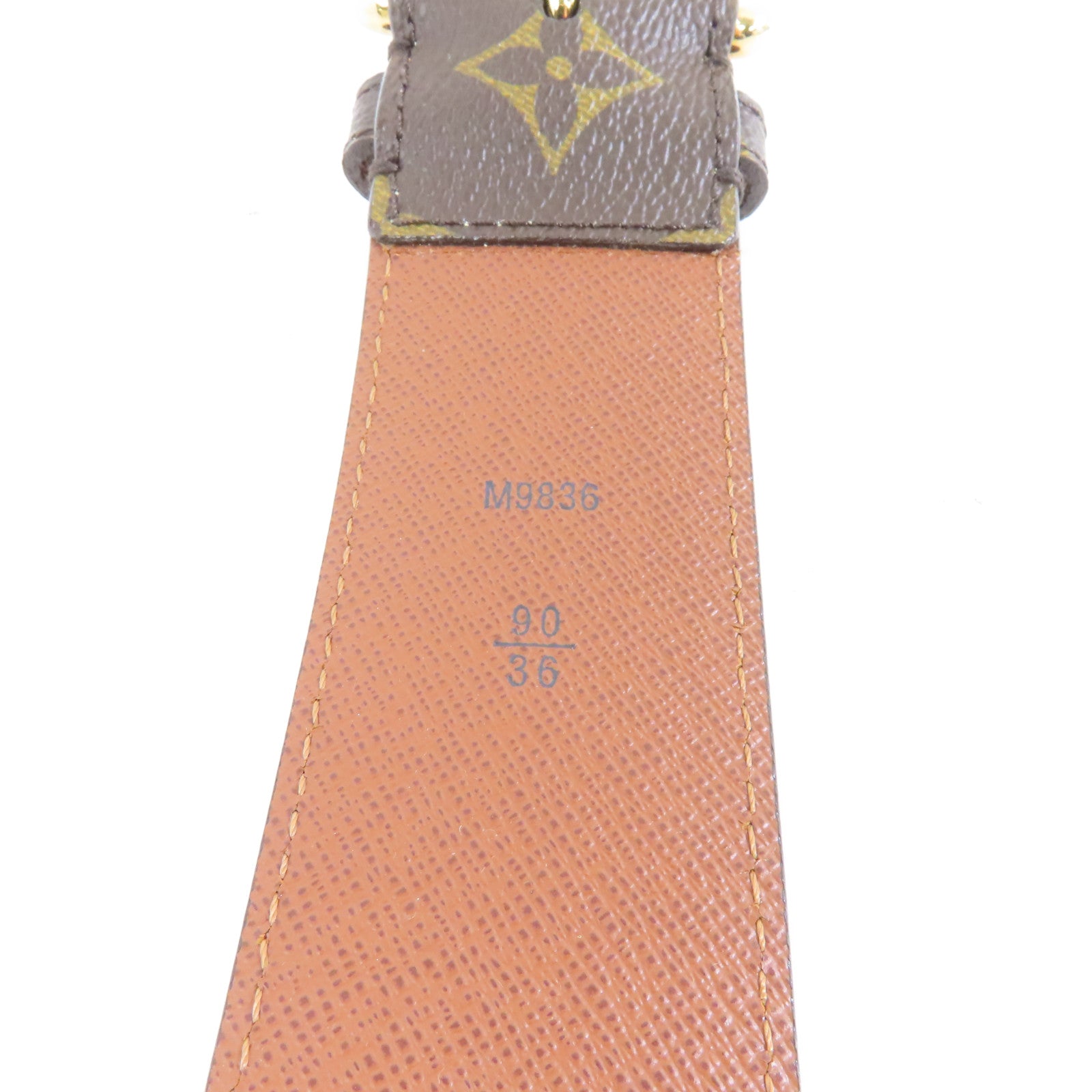 LOUIS VUITTON Monogram Belt金扣皮帶啡色