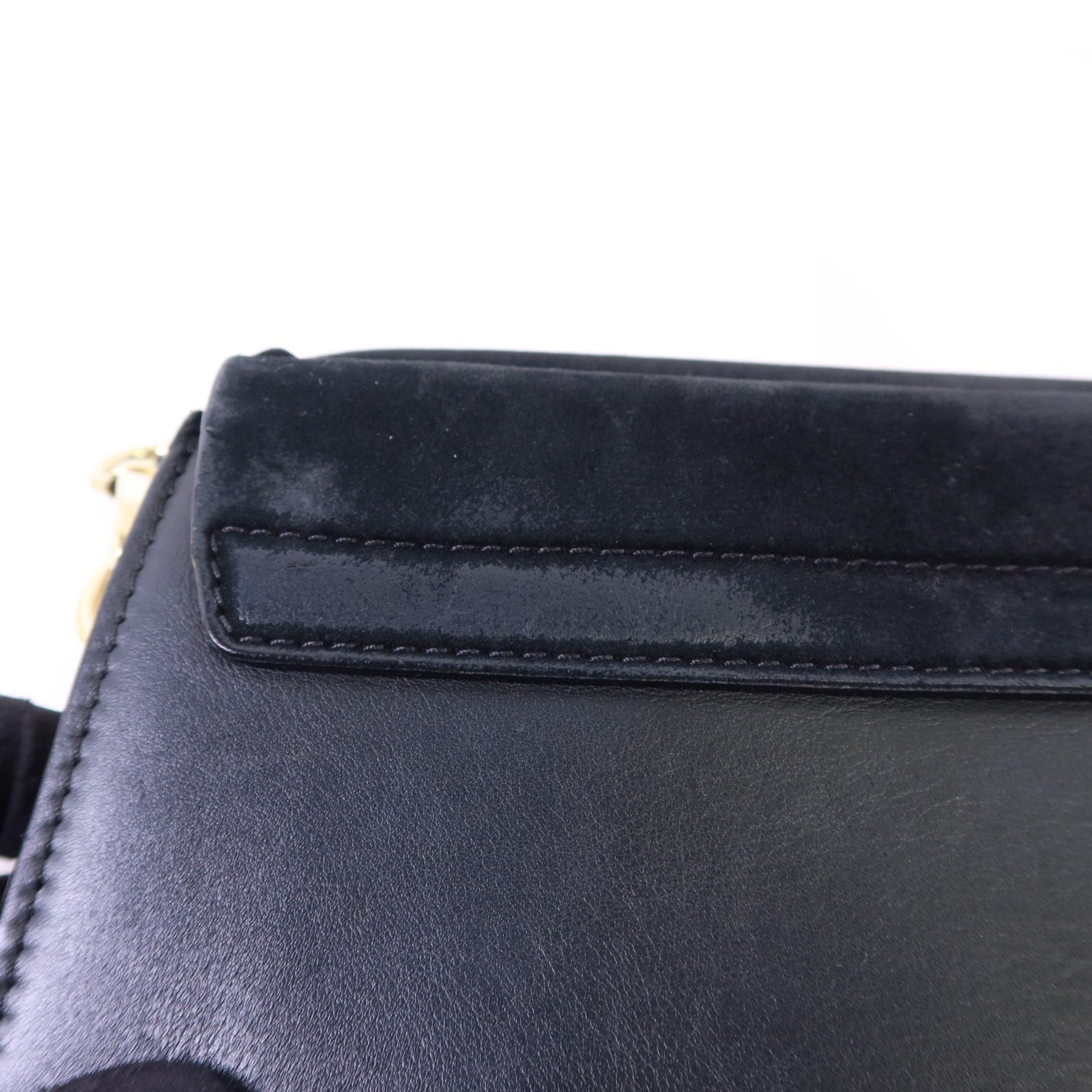 Chloe 牛皮皮革/麂皮皮革Faye金扣肩背袋