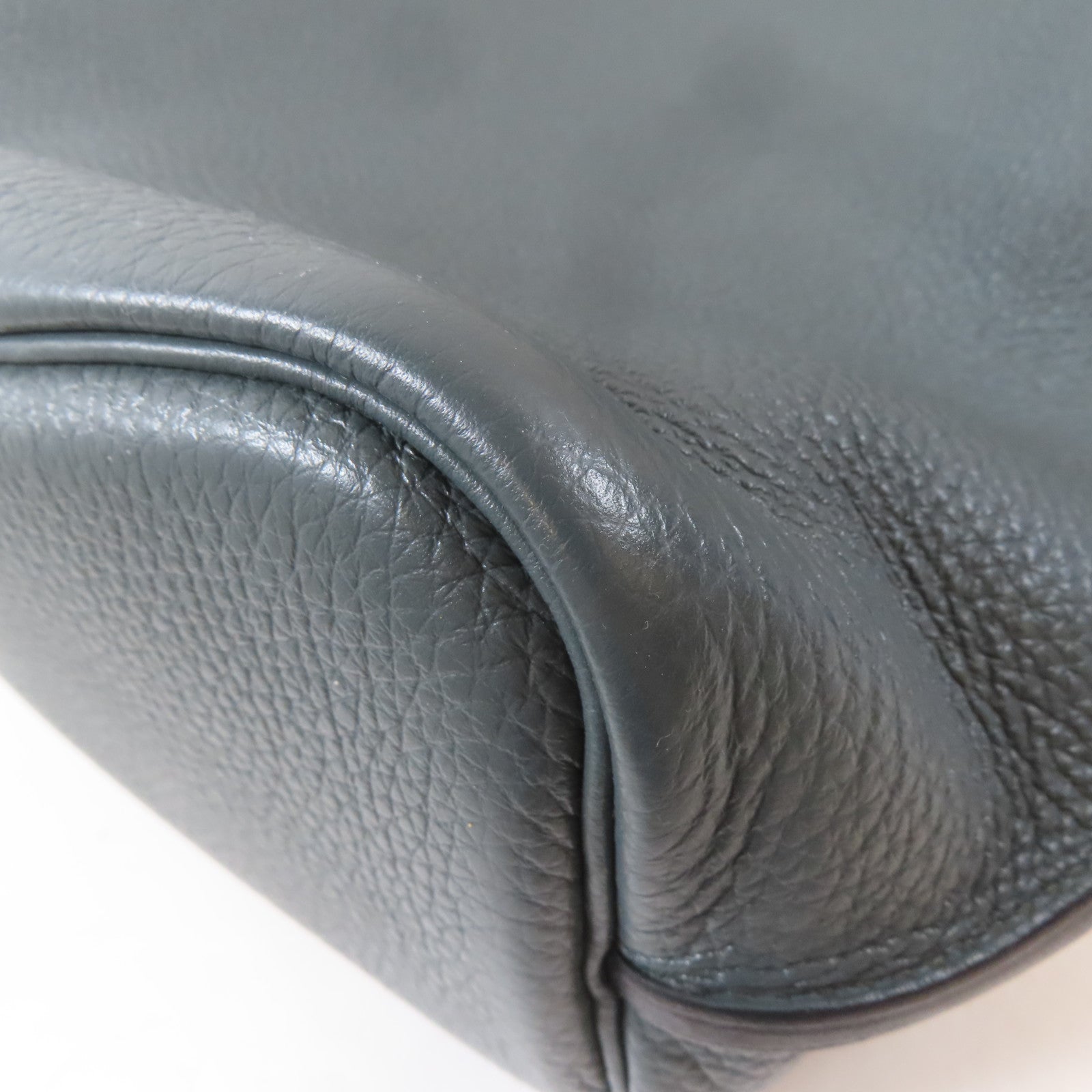 HERMES Clemence皮革So Kelly Bag22銀扣肩背袋Bleu Orage/灰藍色
