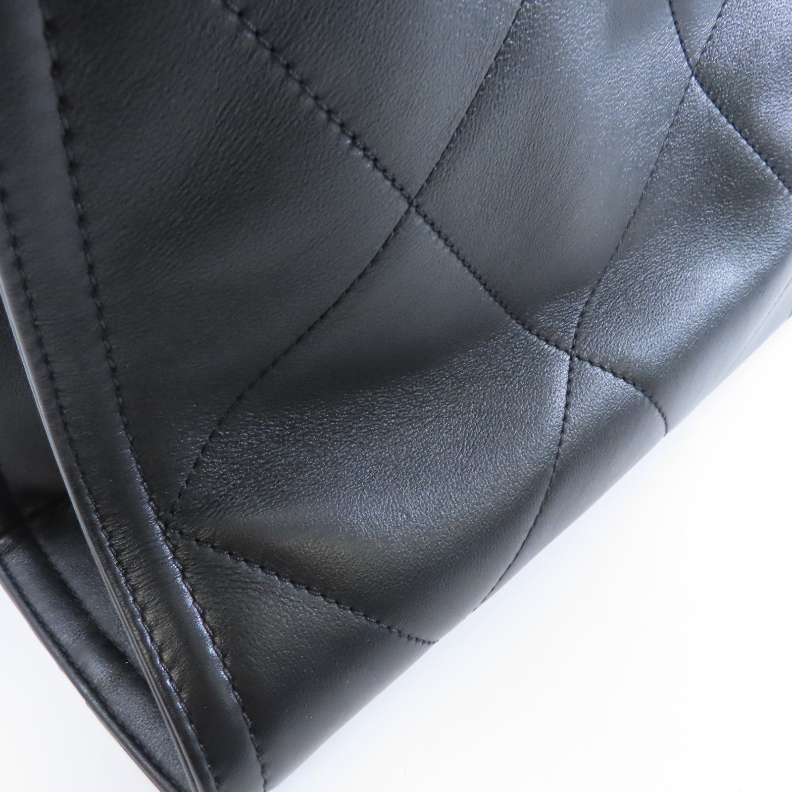 CHANEL 菱格羊皮皮革Shoulder Tote金扣肩背袋黑色