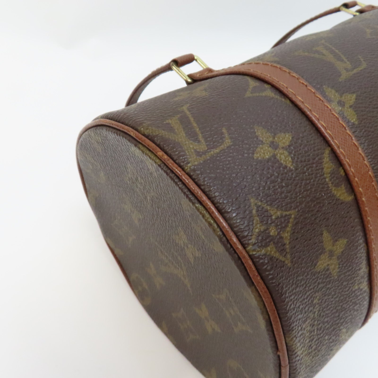LOUIS VUITTON Monogram Papillon PM金扣肩背袋棕色