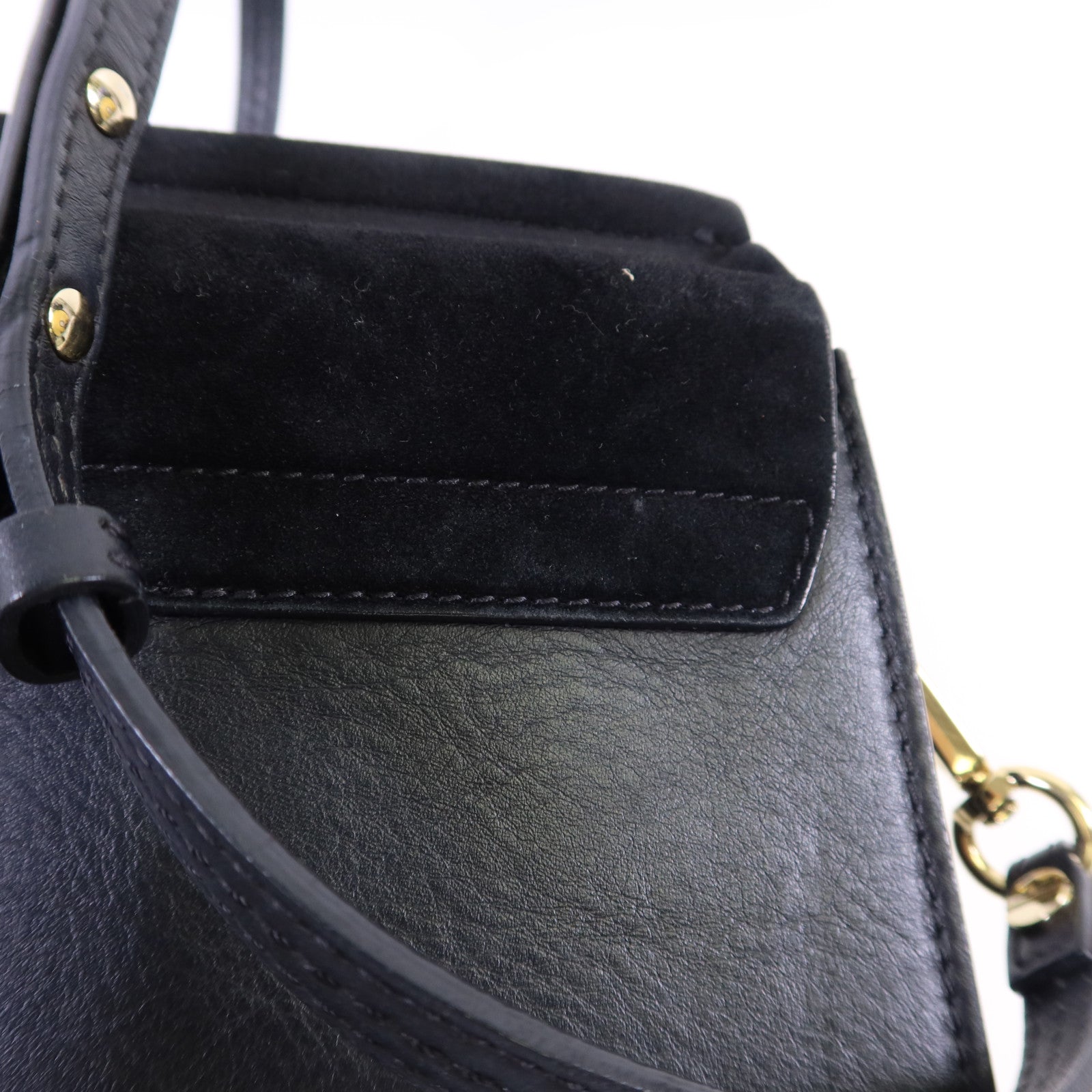 Chloe 牛皮皮革/麂皮皮革Faye金扣肩背袋