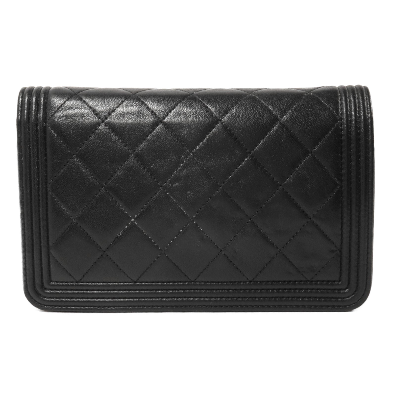 CHANEL 羊皮皮革Boy Wallet On Chain鏈帶肩背袋