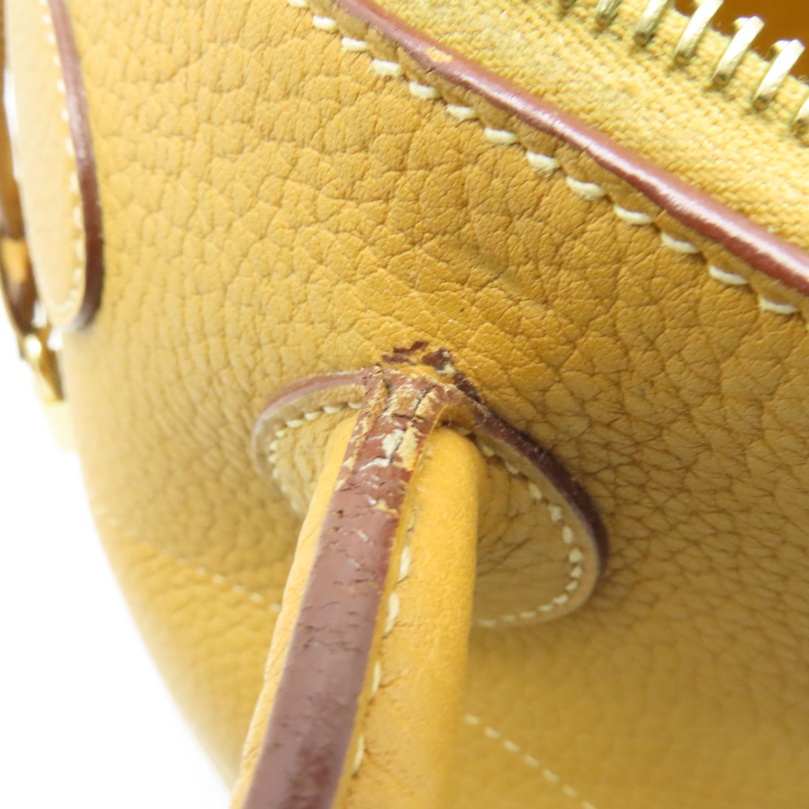 HERMES Ardennes皮革Bolide 31金扣手挽肩背兩用袋芥末色