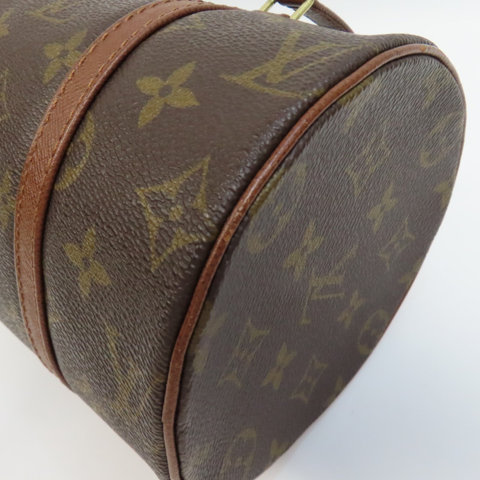 LOUIS VUITTON Monogram Papillon PM金扣肩背袋棕色