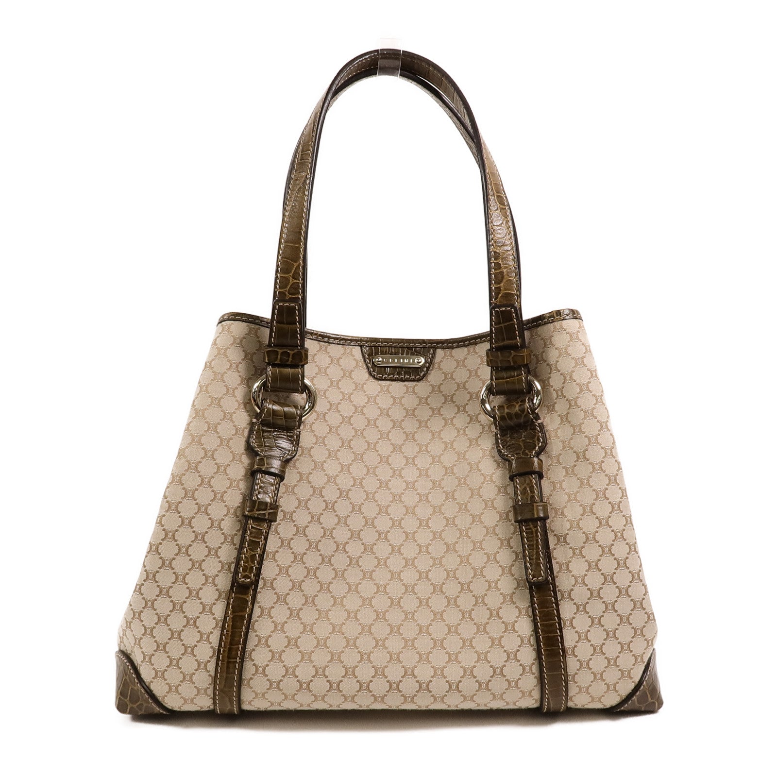 CELINE 帆布/牛皮皮革Vintage Macadam Tote肩背袋