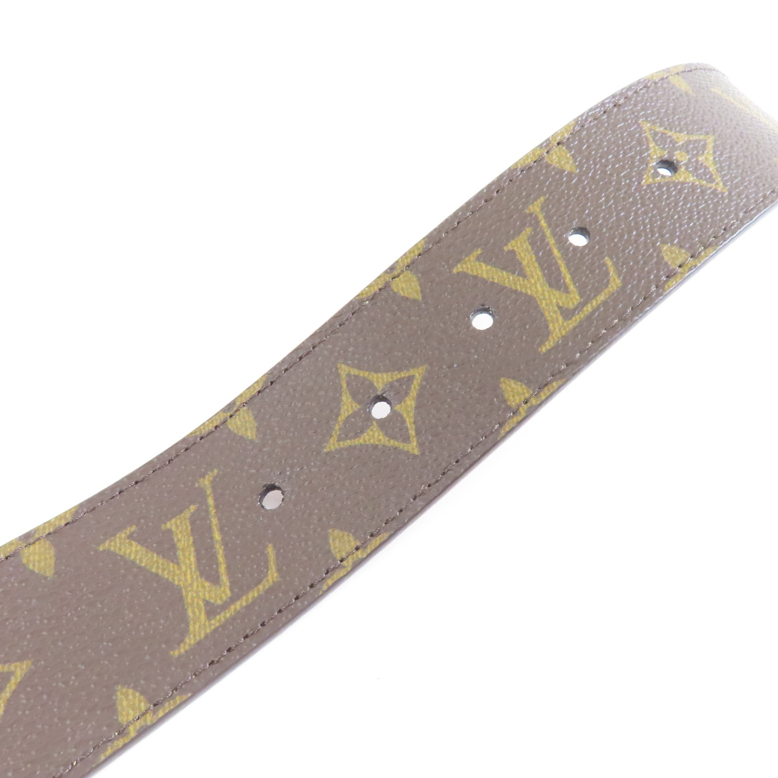 LOUIS VUITTON Monogram Belt金扣皮帶啡色
