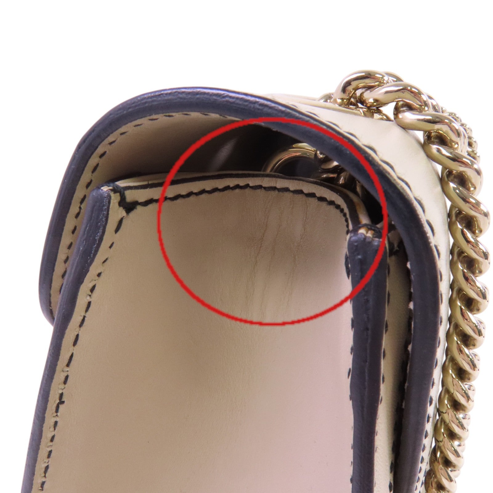 GUCCI GG帆布/牛皮皮革Emily Chain金扣鏈帶肩背袋