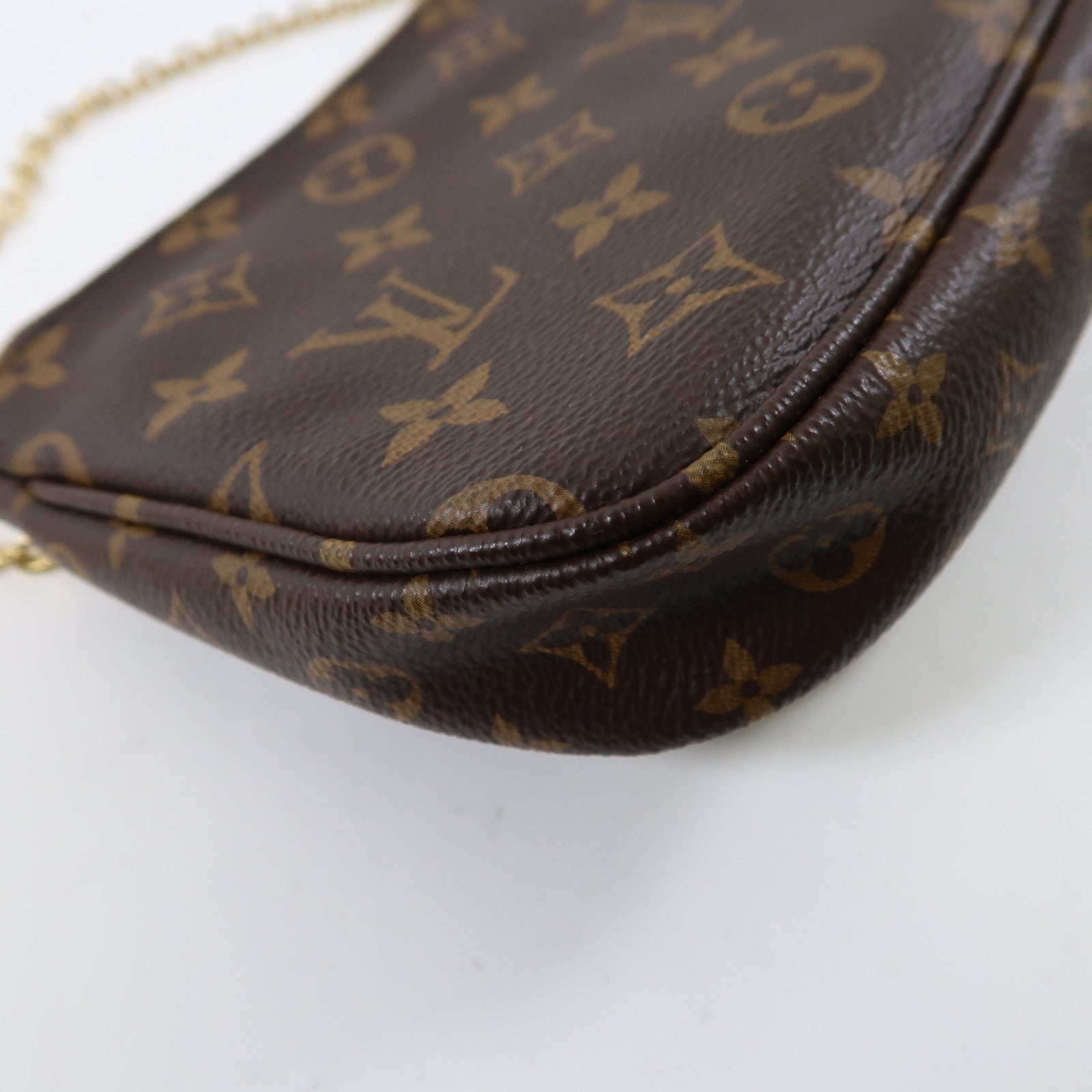LOUIS VUITTON Monogram Multi Pochette Accessoires金扣手挽肩背兩用袋棕色