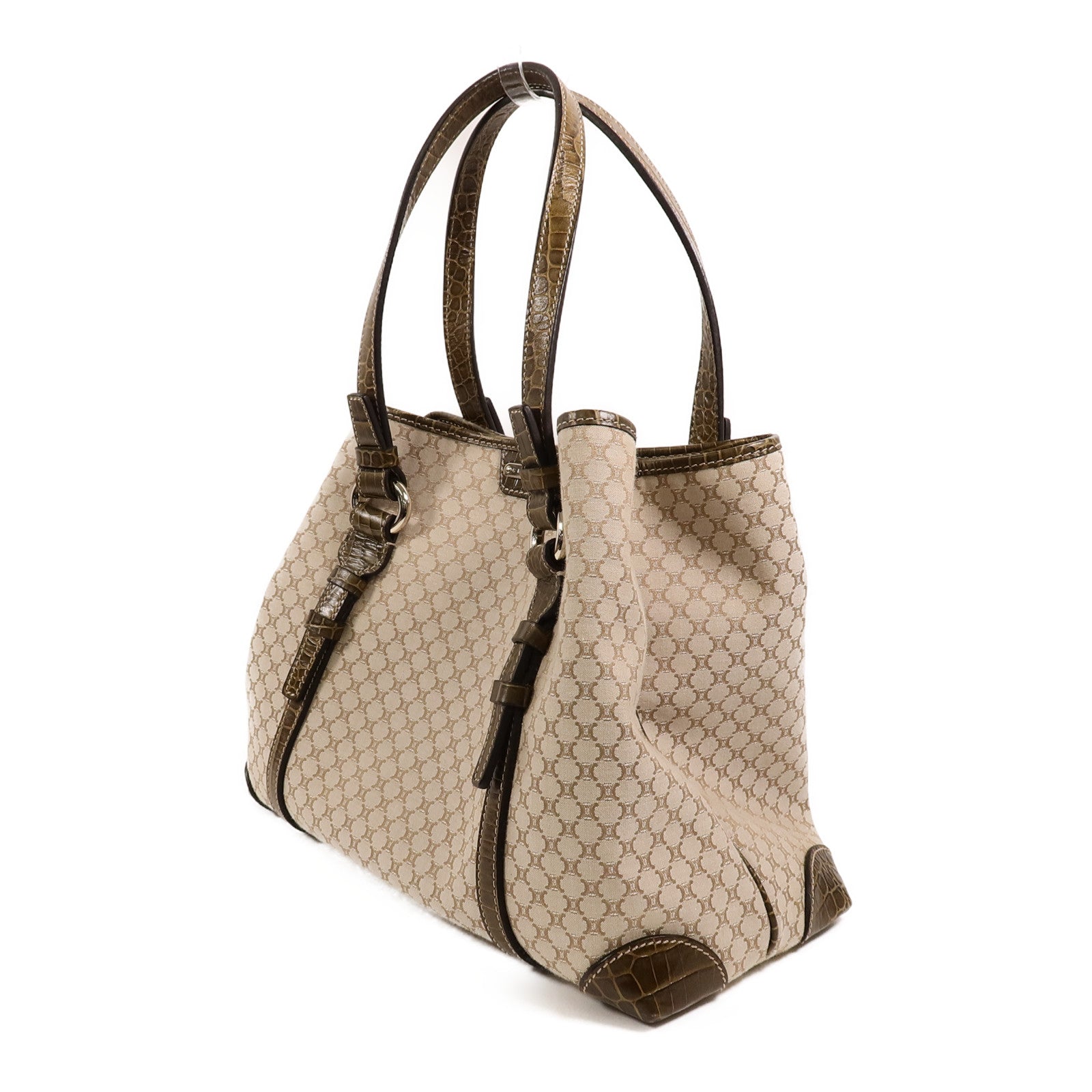CELINE 帆布/牛皮皮革Vintage Macadam Tote肩背袋