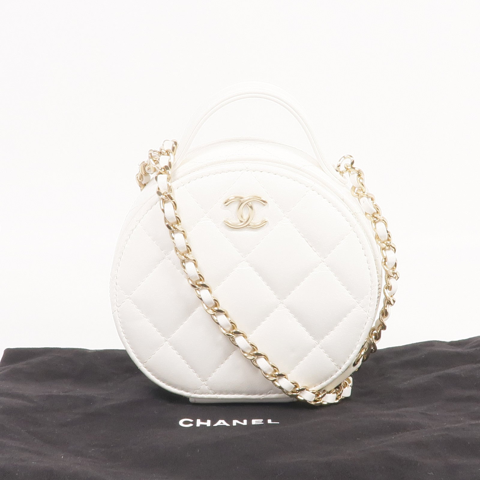 CHANEL 羊皮皮革2 Way Shoulder金扣手挽肩背兩用袋