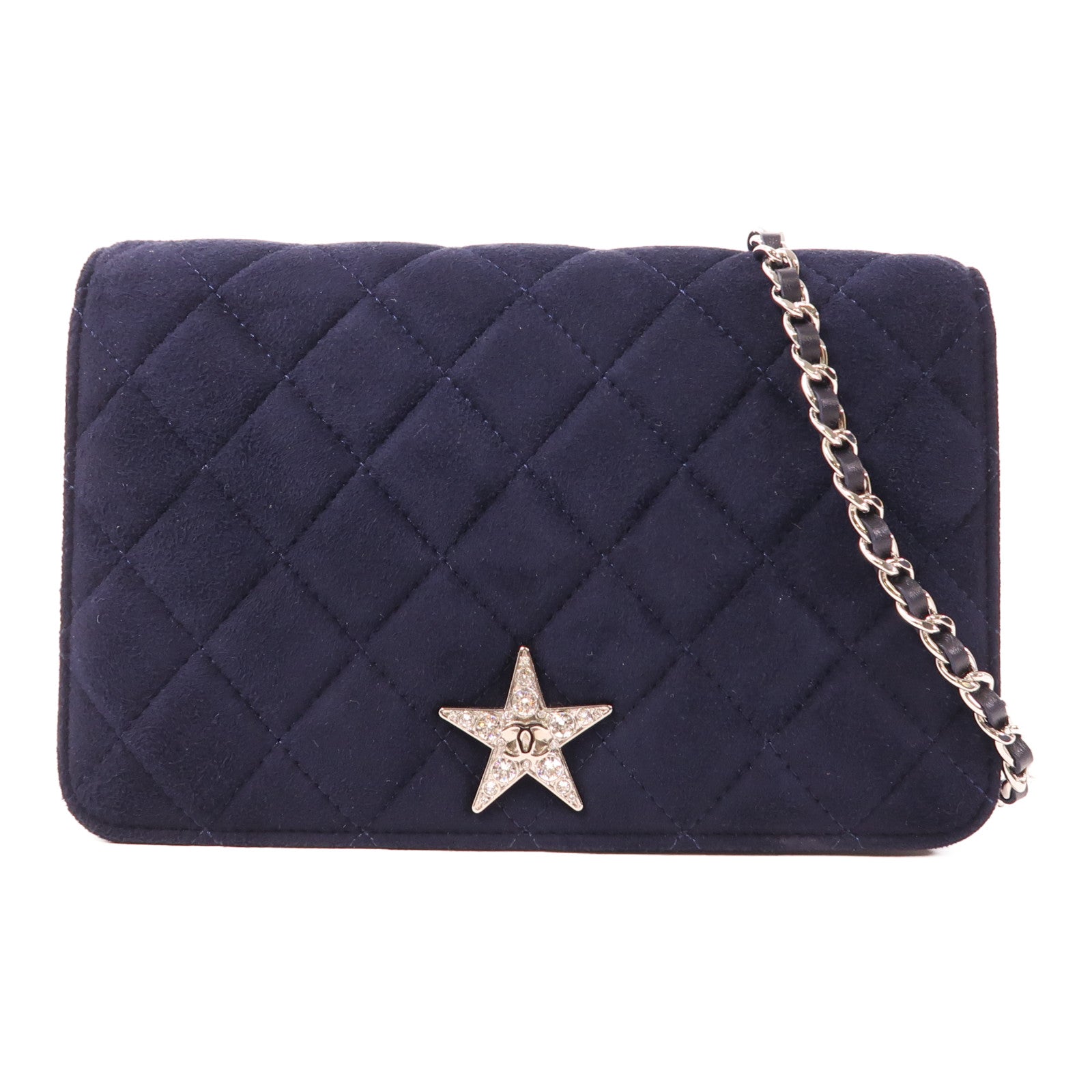 CHANEL 麂皮皮革WOC Wallet On Chain銀扣鏈帶肩背袋