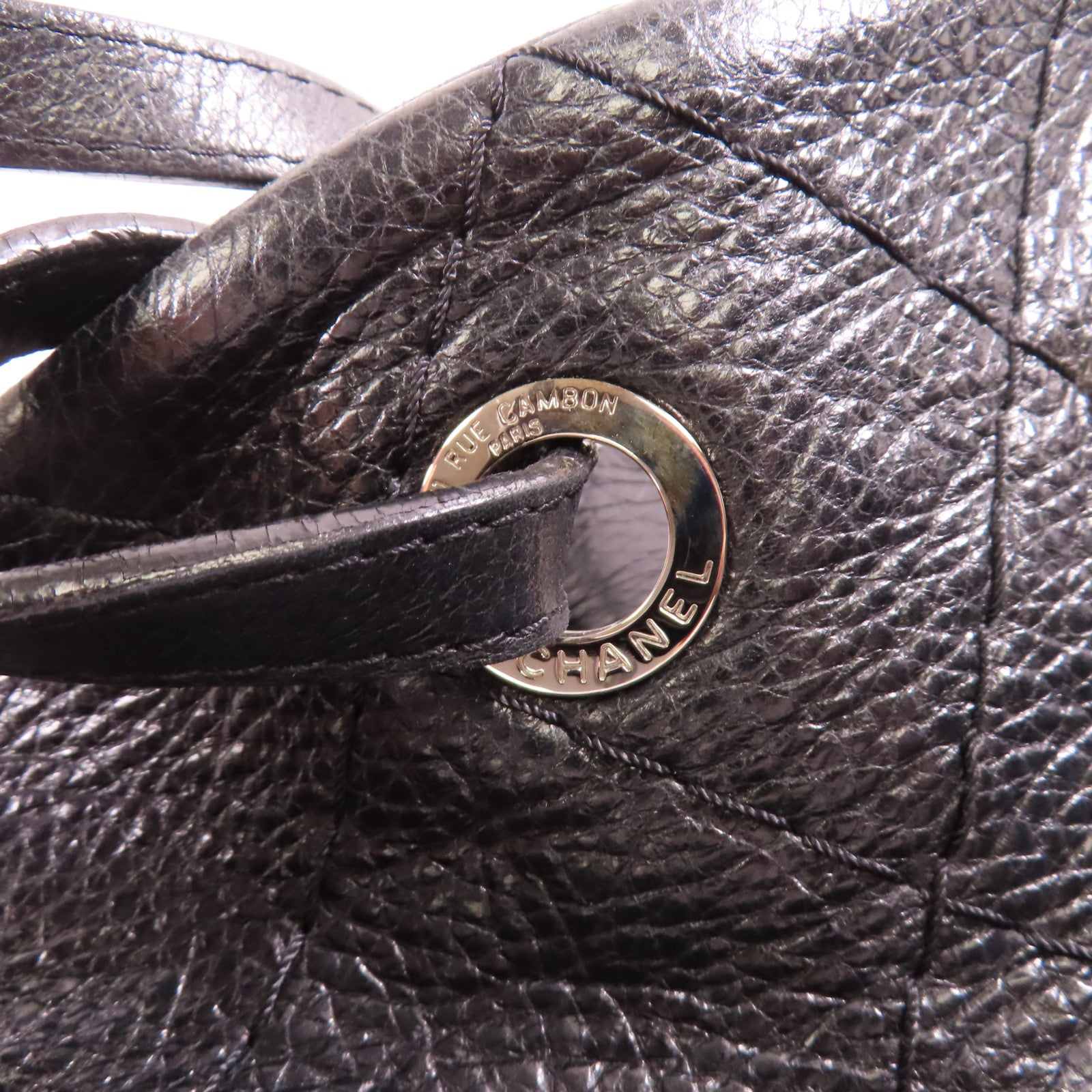 CHANEL 牛皮皮革Tote Bag銀扣手挽袋