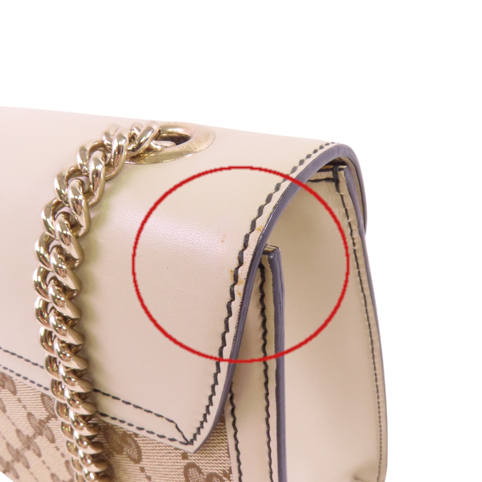 GUCCI GG帆布/牛皮皮革Emily Chain金扣鏈帶肩背袋