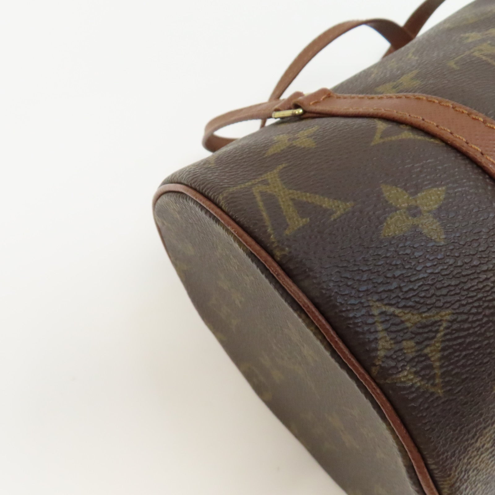LOUIS VUITTON Monogram Papillon PM金扣肩背袋棕色