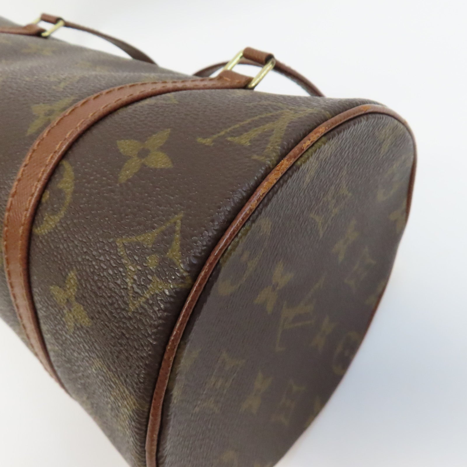 LOUIS VUITTON Monogram Papillon PM金扣肩背袋棕色
