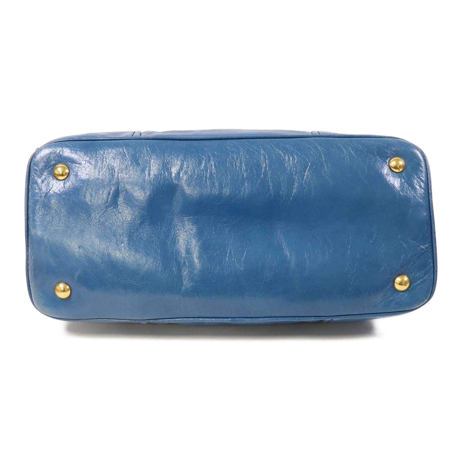 Miu Miu 牛皮皮革2 Way Shoulder Bag金扣手挽肩背兩用袋藍色