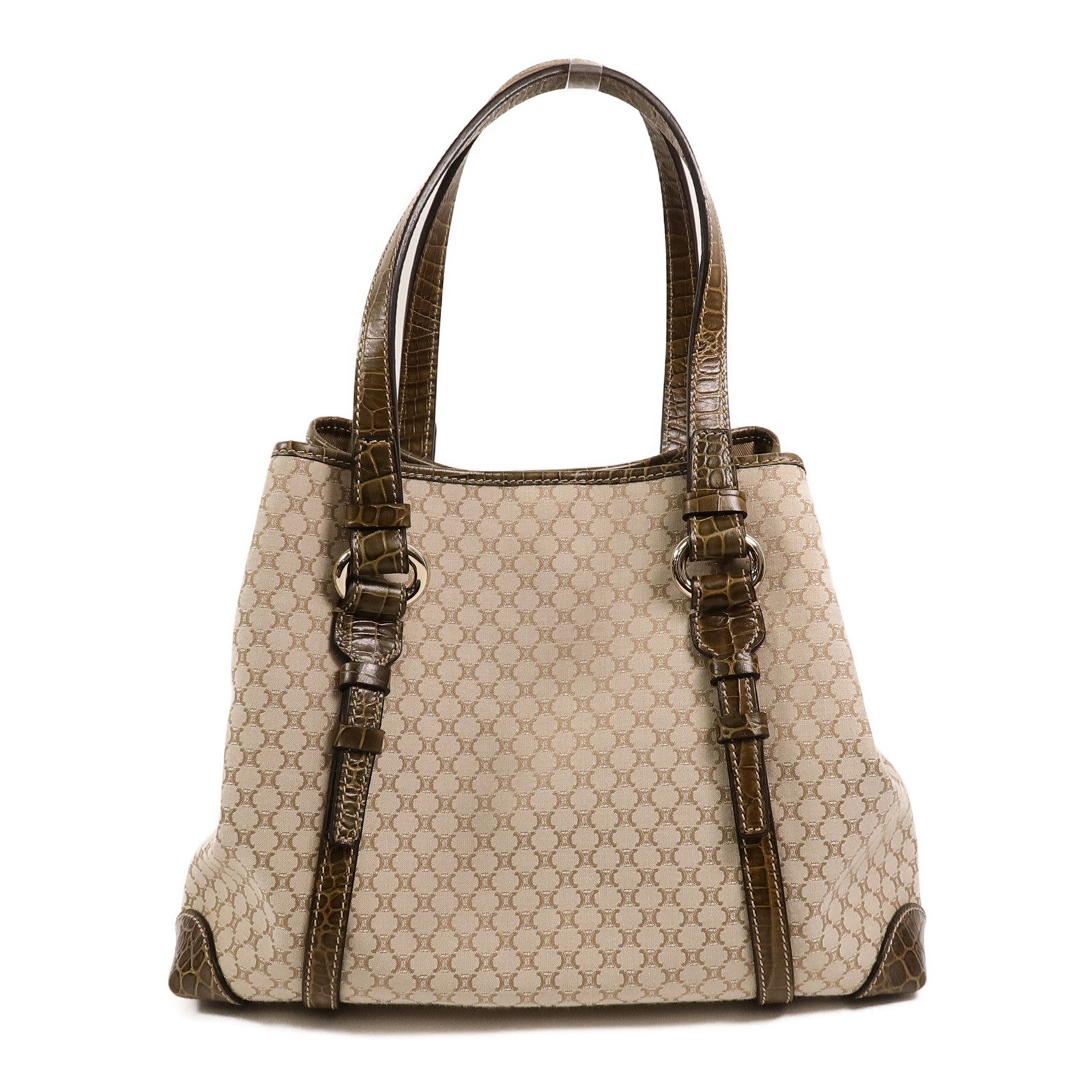 CELINE 帆布/牛皮皮革Vintage Macadam Tote肩背袋