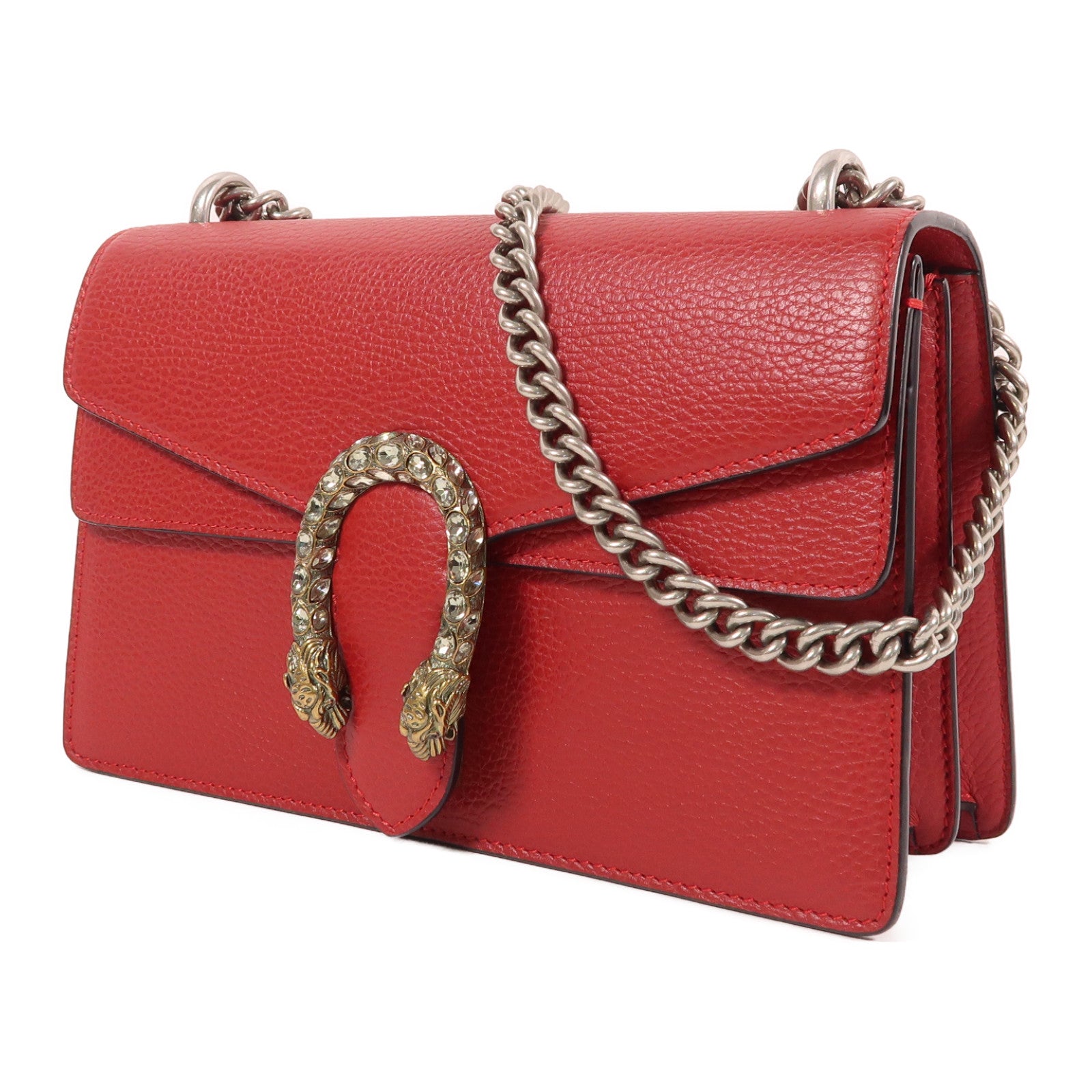 GUCCI GG Chain Shoulder Bag 400249 Calfskin Leather Red