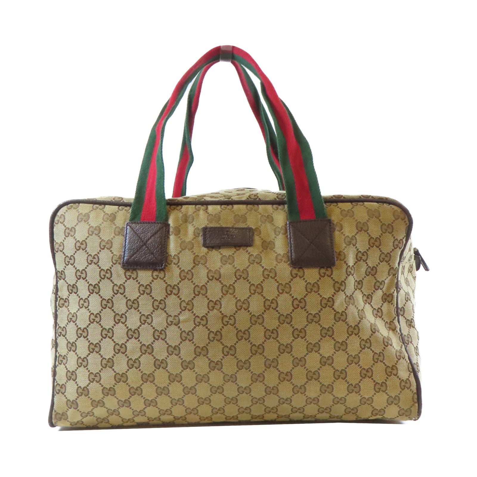GUCCI 帆布Tote Bag銀扣手挽袋啡色