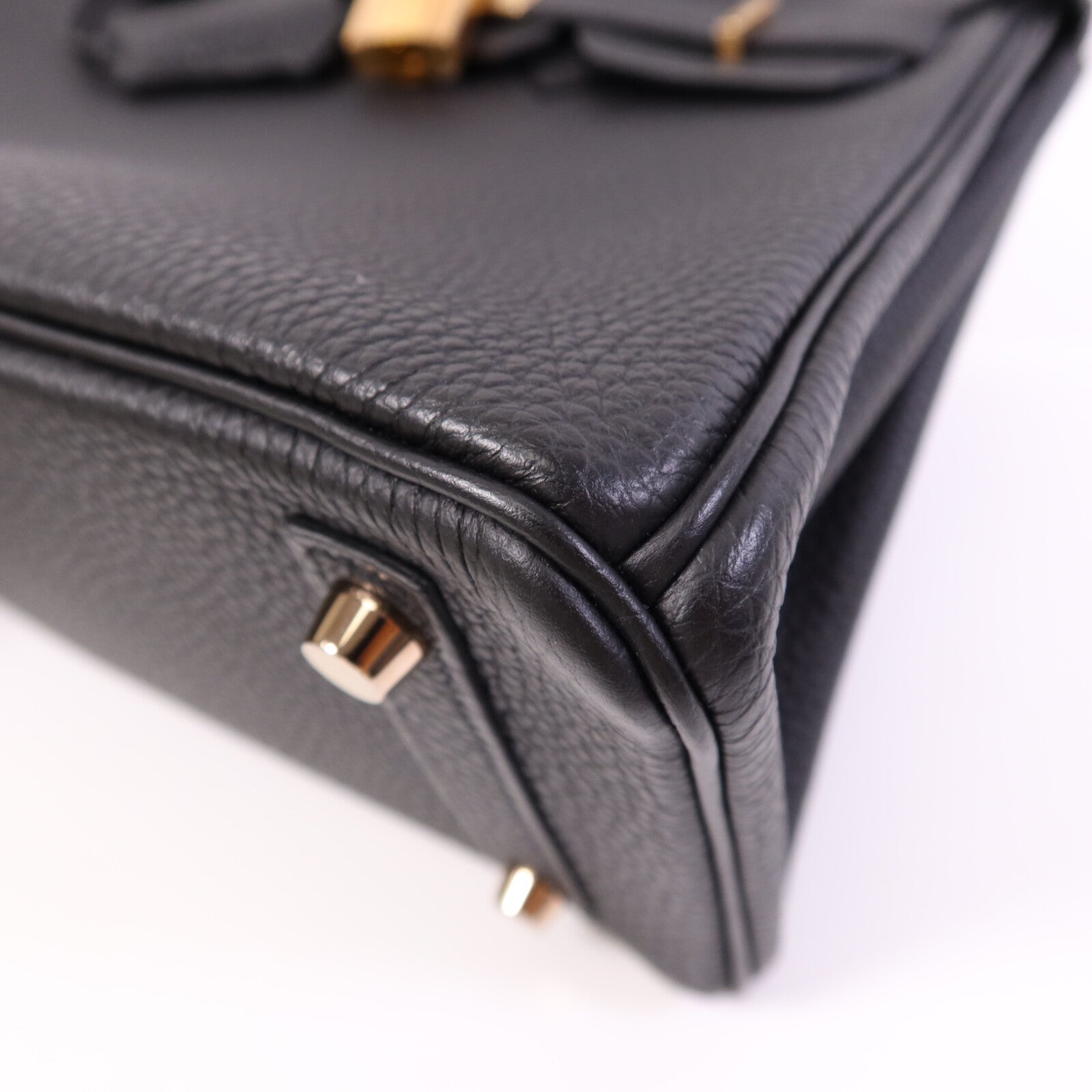 HERMES Clemence皮革Birkin 25金扣手挽袋Noir