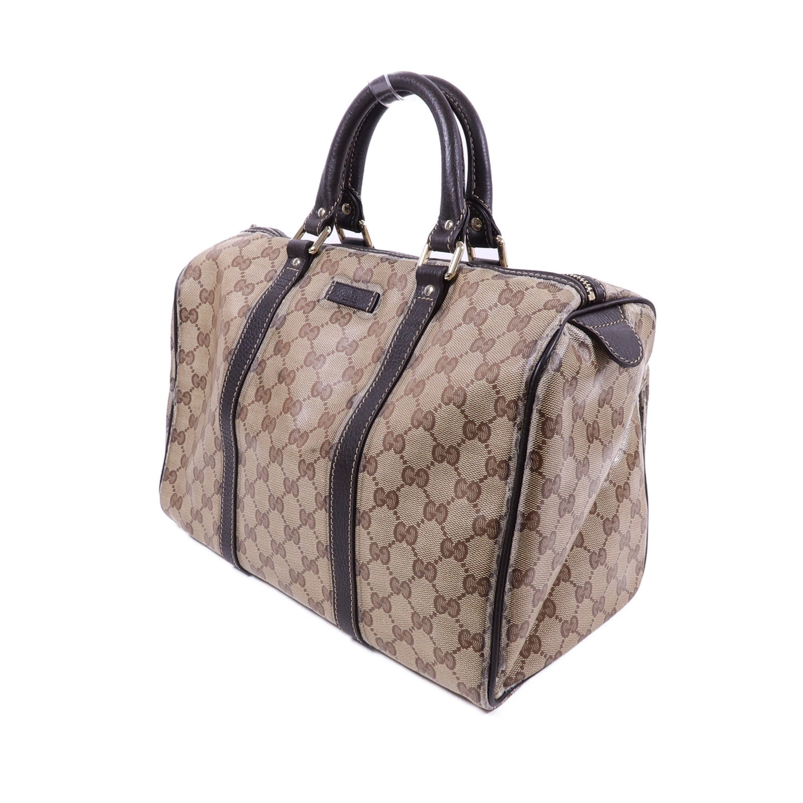 GUCCI 塗層帆布Boston Bag金扣手挽袋