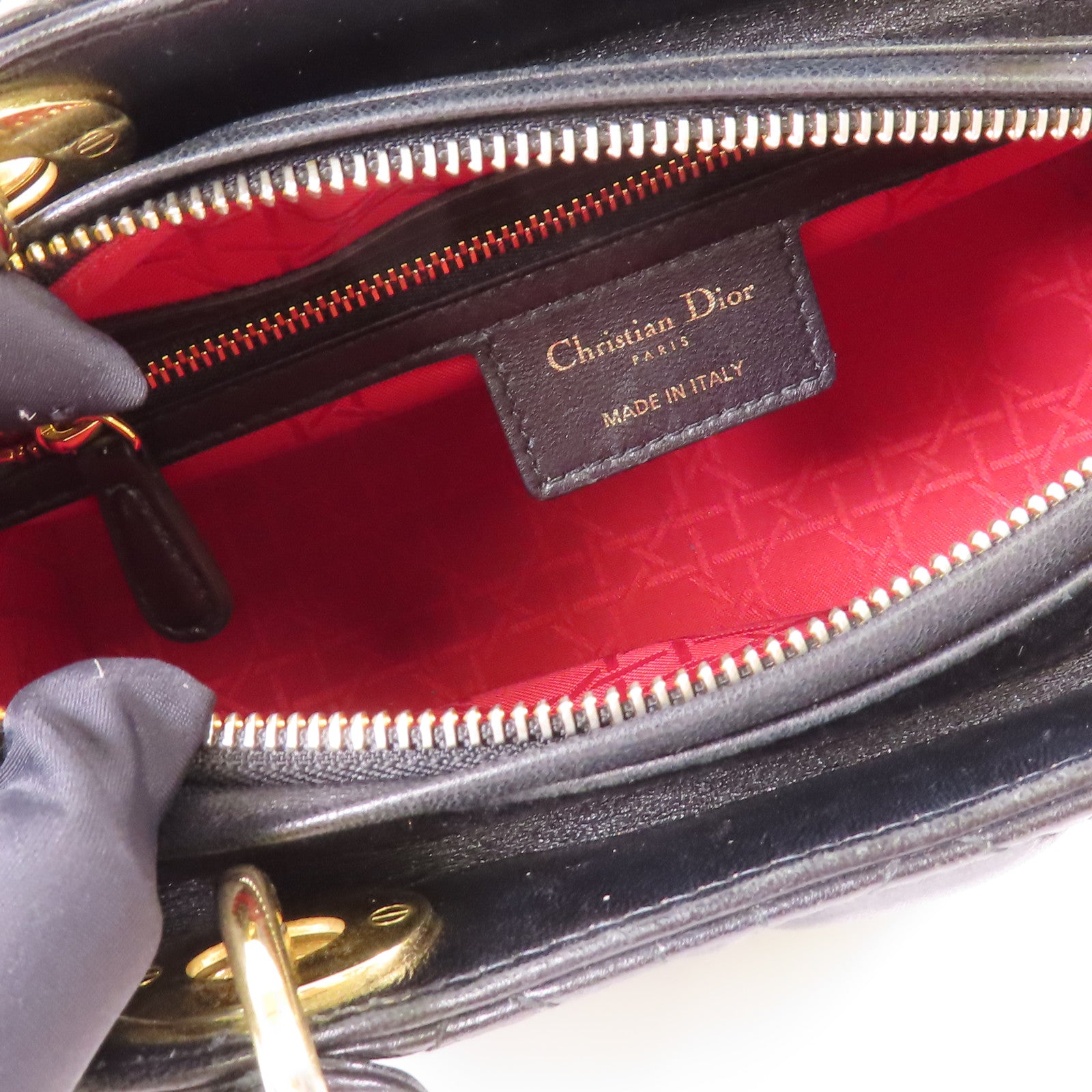 Dior 羊皮皮革Lady Dior金扣手挽肩背兩用袋