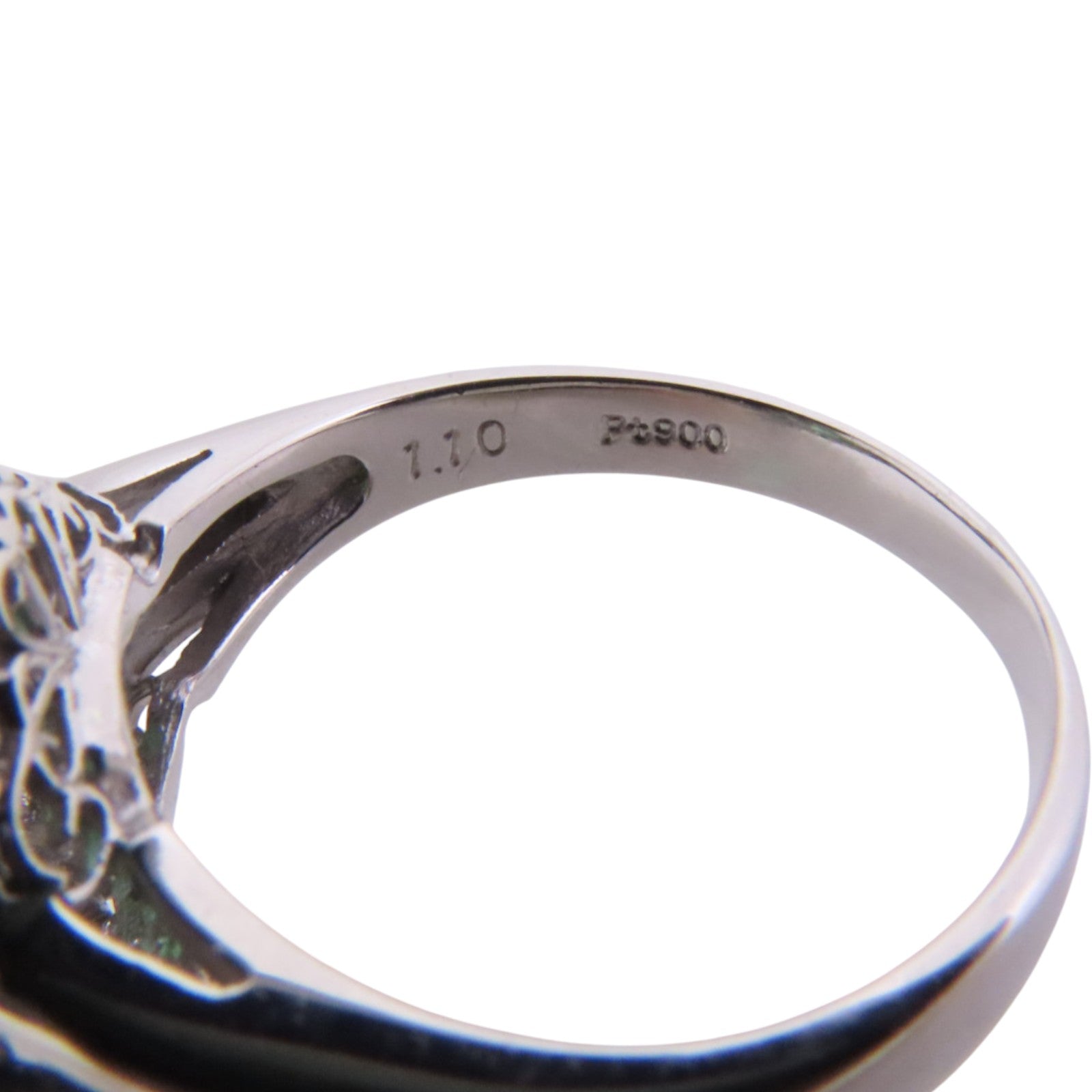 JEWELRY PT900鉑金Emerald Diamond綠寶石/鑽石戒指US#5